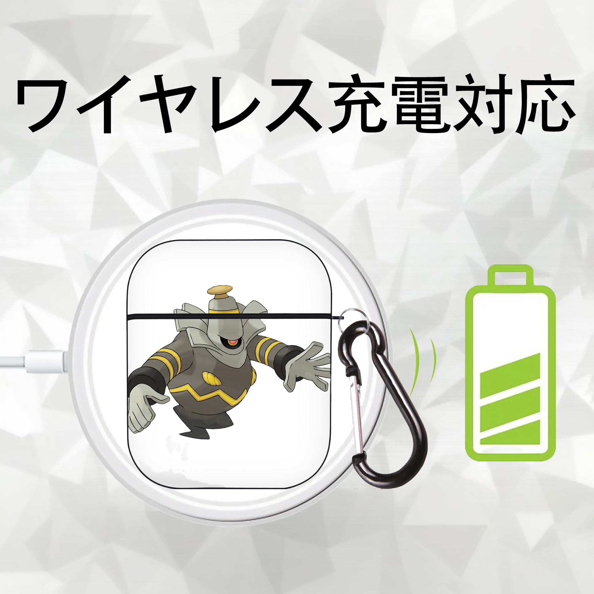 ポケットモンスター Pokémon AirPods 第2世代保護ケース ハードシェル ブラック 耐衝撃・防指紋・カラビナ付き