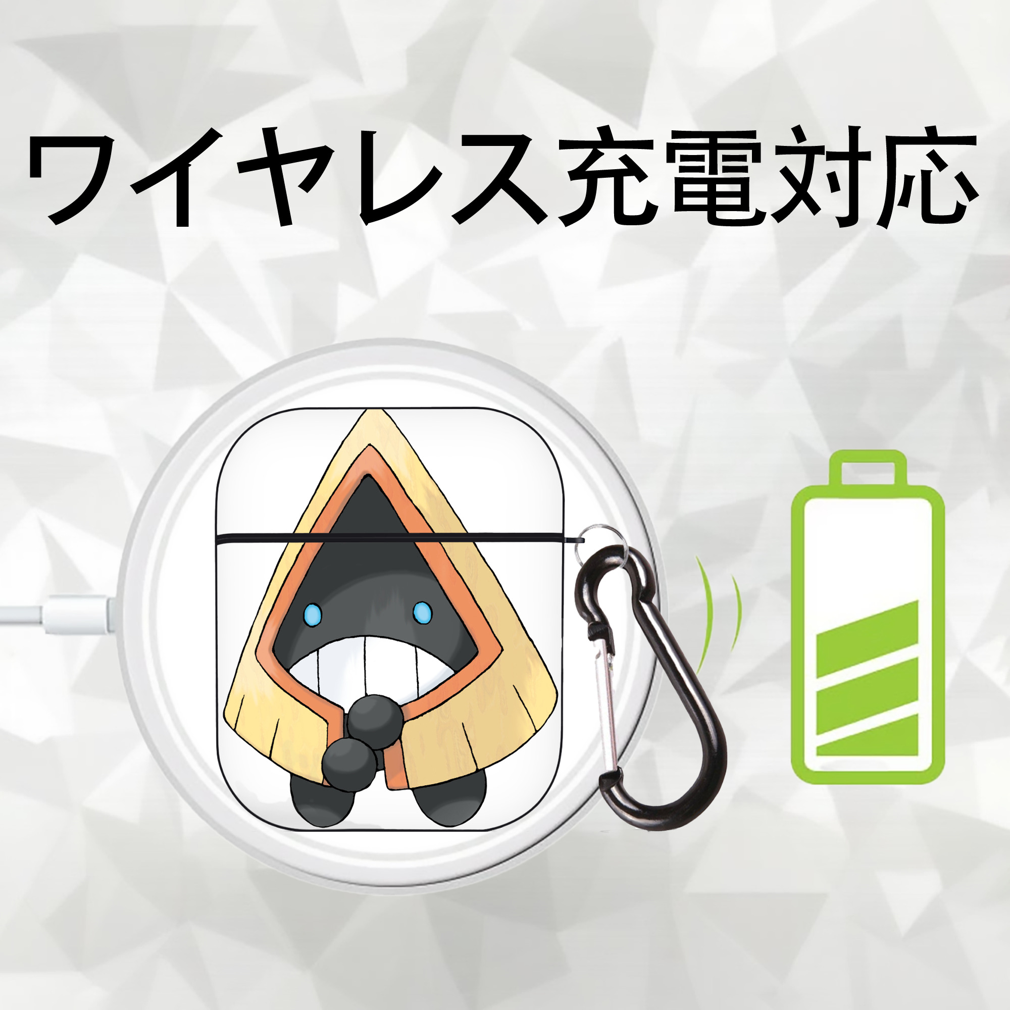 ポケットモンスター Pokémon AirPods 第2世代保護ケース ハードシェル ブラック 耐衝撃・防指紋・カラビナ付き