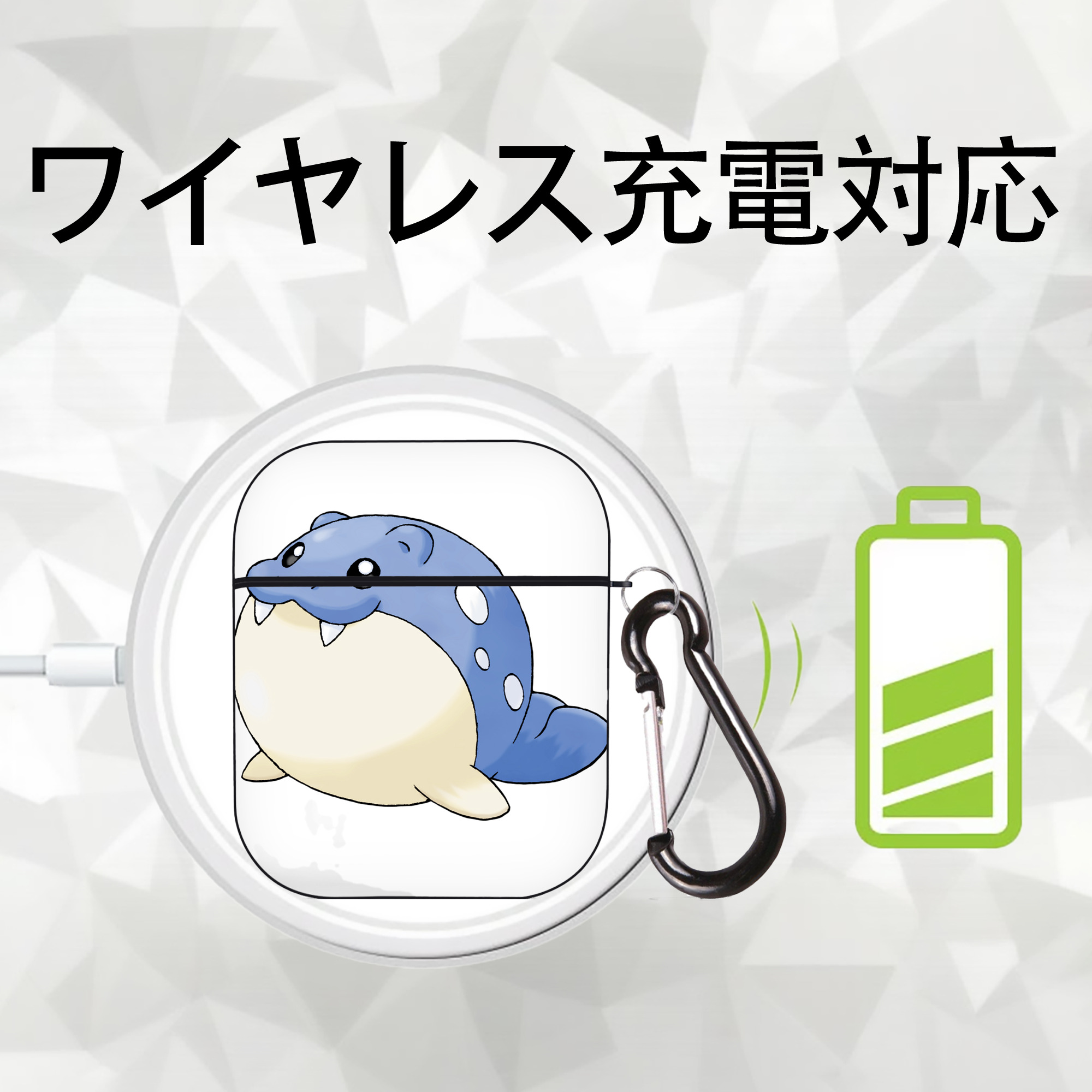 ポケットモンスター Pokémon AirPods 第2世代保護ケース ハードシェル ブラック 耐衝撃・防指紋・カラビナ付き