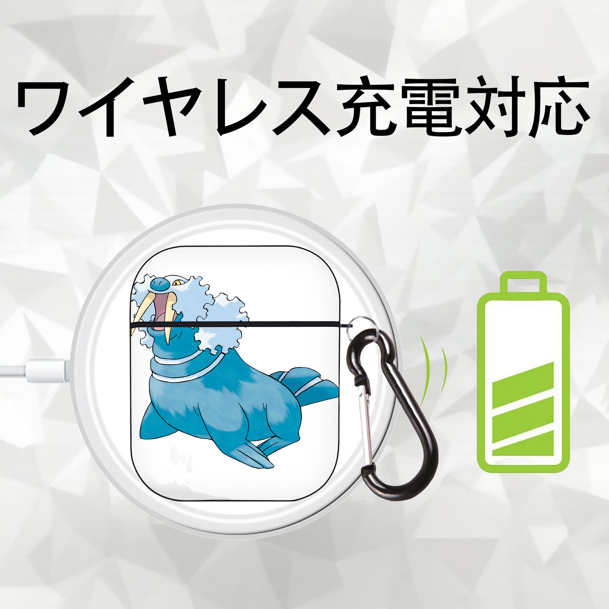 ポケットモンスター Pokémon AirPods 第2世代保護ケース ハードシェル ブラック 耐衝撃・防指紋・カラビナ付き