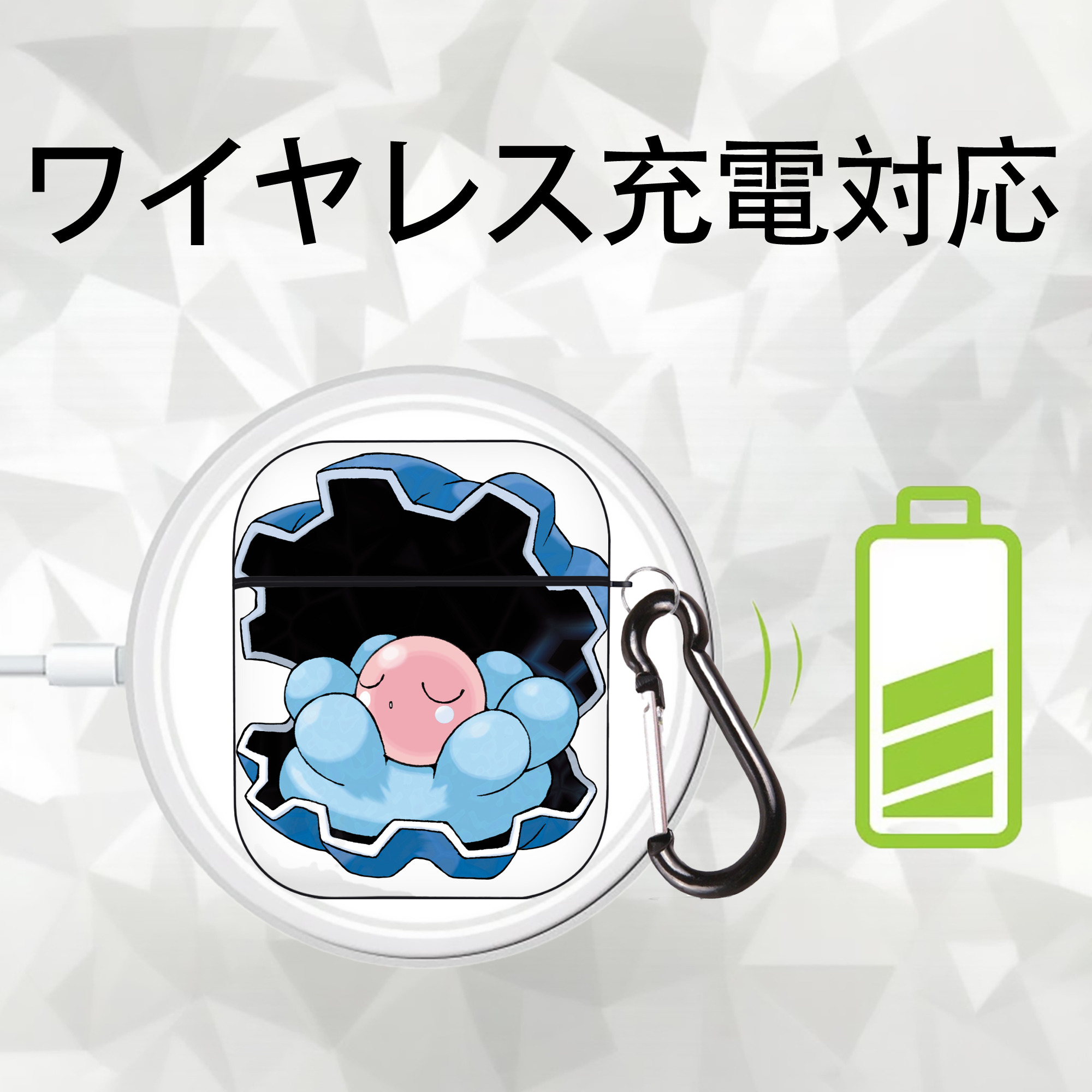 ポケットモンスター Pokémon AirPods 第2世代保護ケース ハードシェル ブラック 耐衝撃・防指紋・カラビナ付き