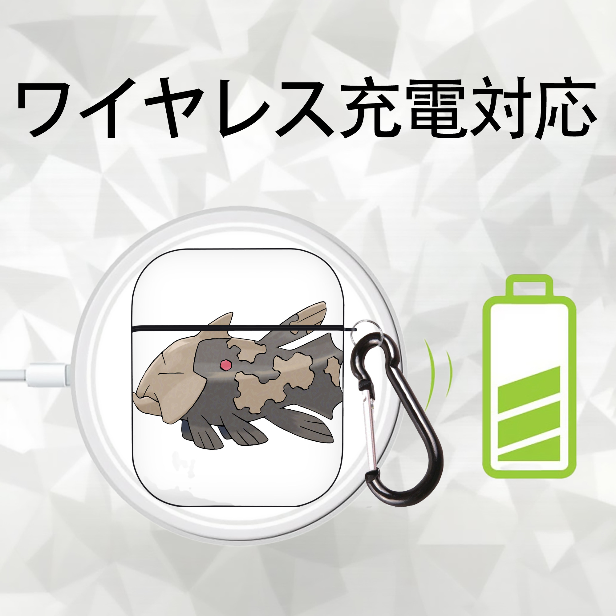 ポケットモンスター Pokémon AirPods 第2世代保護ケース ハードシェル ブラック 耐衝撃・防指紋・カラビナ付き