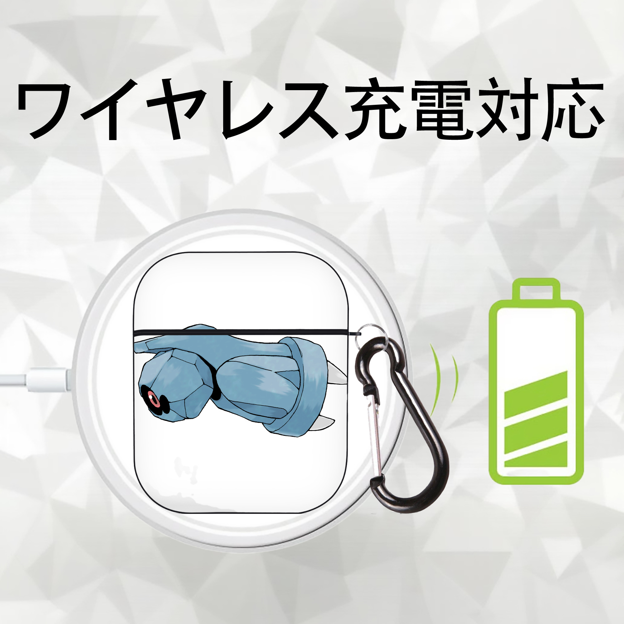 ポケットモンスター Pokémon AirPods 第2世代保護ケース ハードシェル ブラック 耐衝撃・防指紋・カラビナ付き
