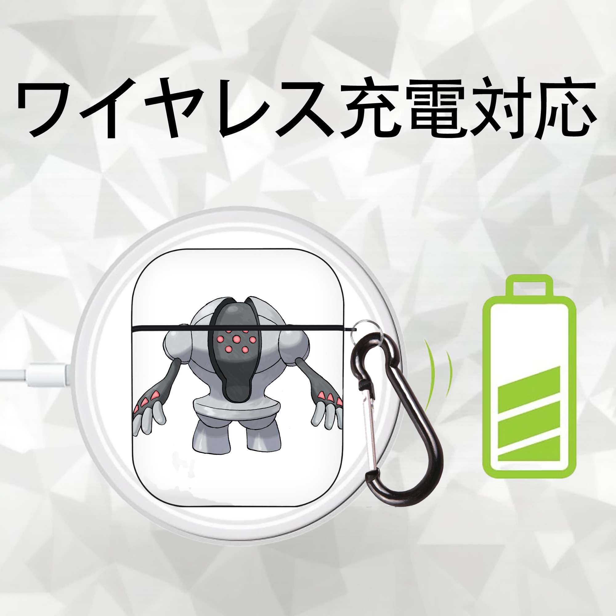 ポケットモンスター Pokémon AirPods 第2世代保護ケース ハードシェル ブラック 耐衝撃・防指紋・カラビナ付き