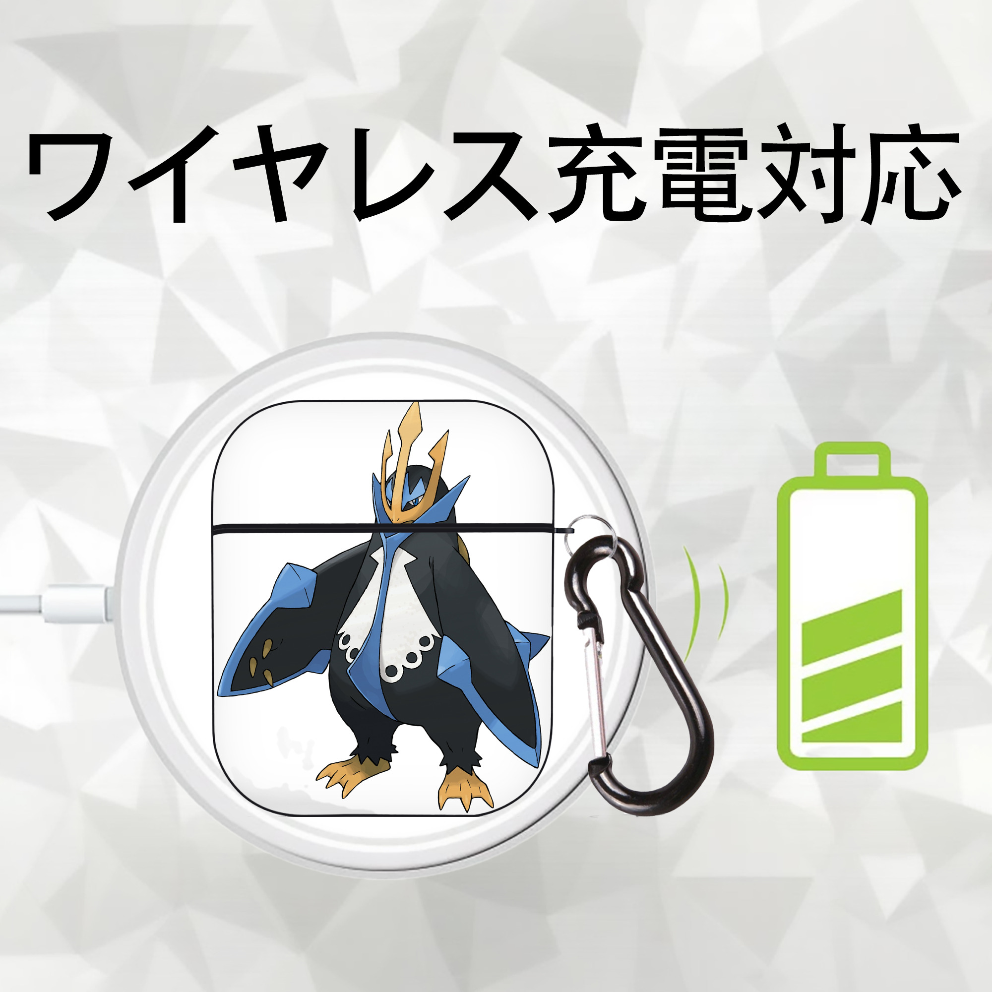 ポケットモンスター Pokémon AirPods 第2世代保護ケース ハードシェル ブラック 耐衝撃・防指紋・カラビナ付き