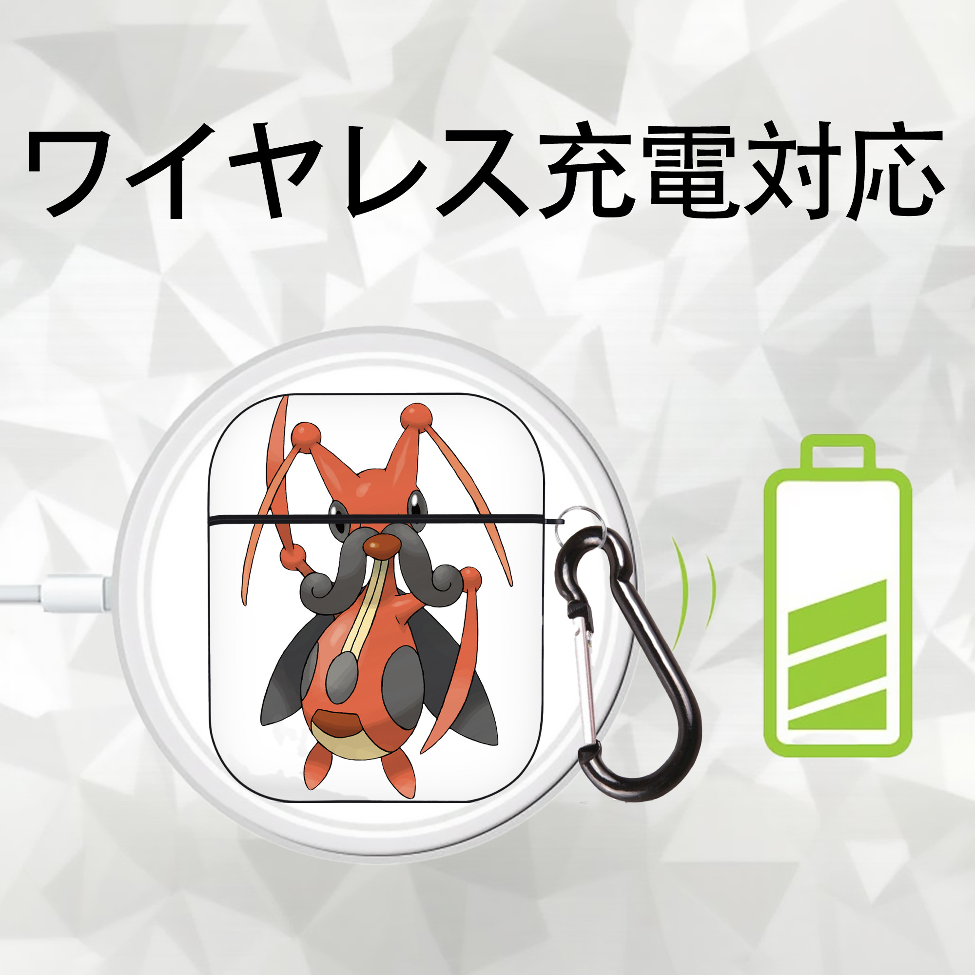 ポケットモンスター Pokémon AirPods 第2世代保護ケース ハードシェル ブラック 耐衝撃・防指紋・カラビナ付き