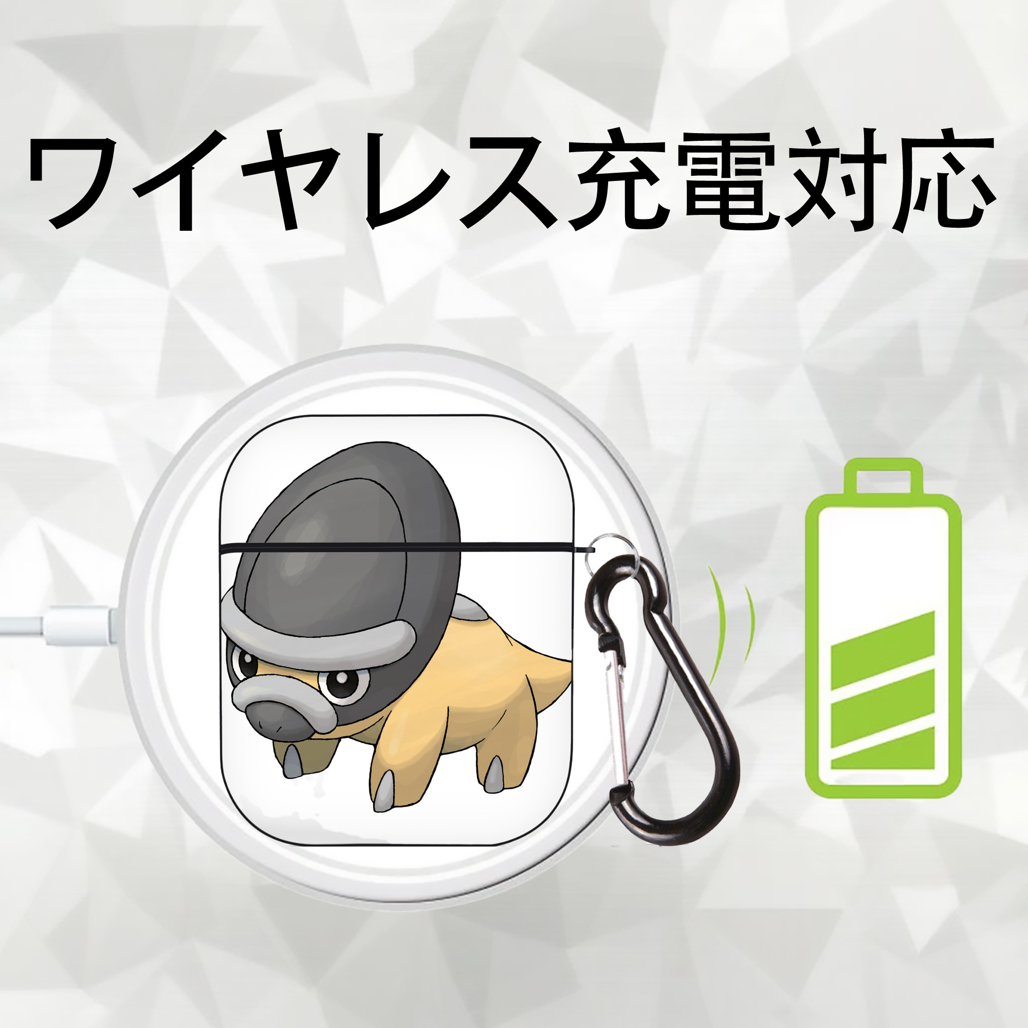 ポケットモンスター Pokémon AirPods 第2世代保護ケース ハードシェル ブラック 耐衝撃・防指紋・カラビナ付き