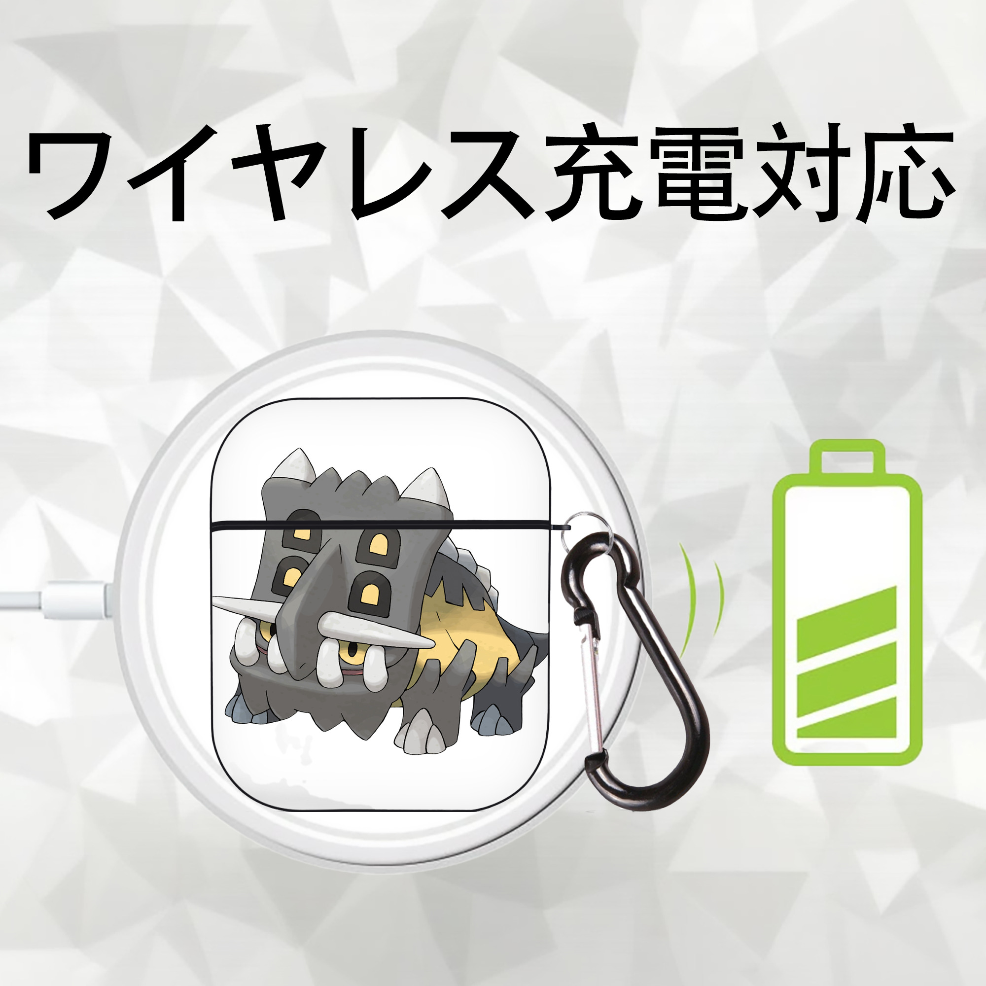 ポケットモンスター Pokémon AirPods 第2世代保護ケース ハードシェル ブラック 耐衝撃・防指紋・カラビナ付き