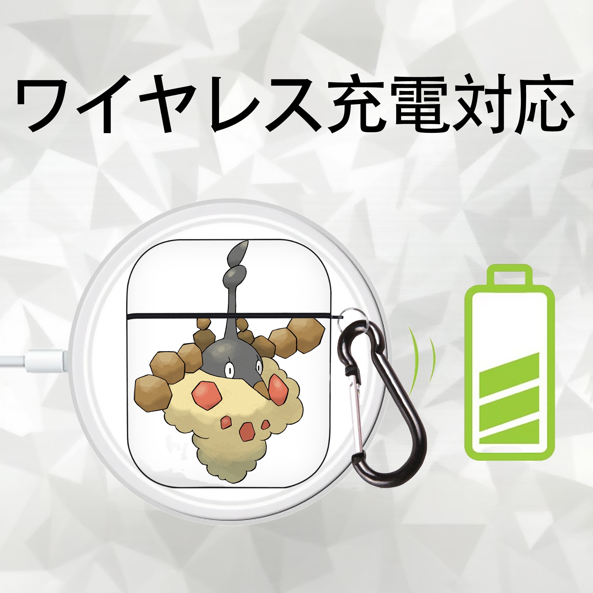 ポケットモンスター Pokémon AirPods 第2世代保護ケース ハードシェル ブラック 耐衝撃・防指紋・カラビナ付き