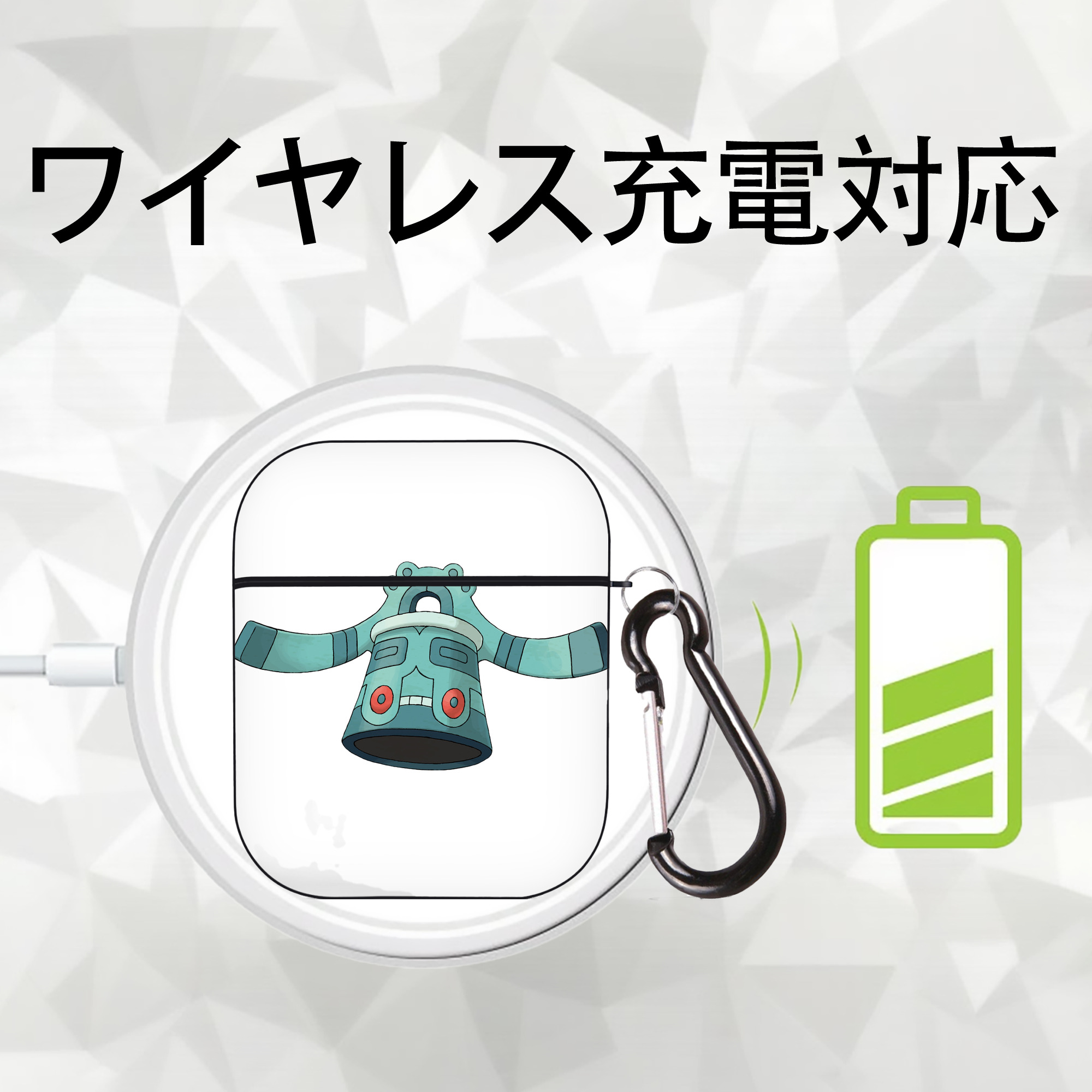 ポケットモンスター Pokémon AirPods 第2世代保護ケース ハードシェル ブラック 耐衝撃・防指紋・カラビナ付き