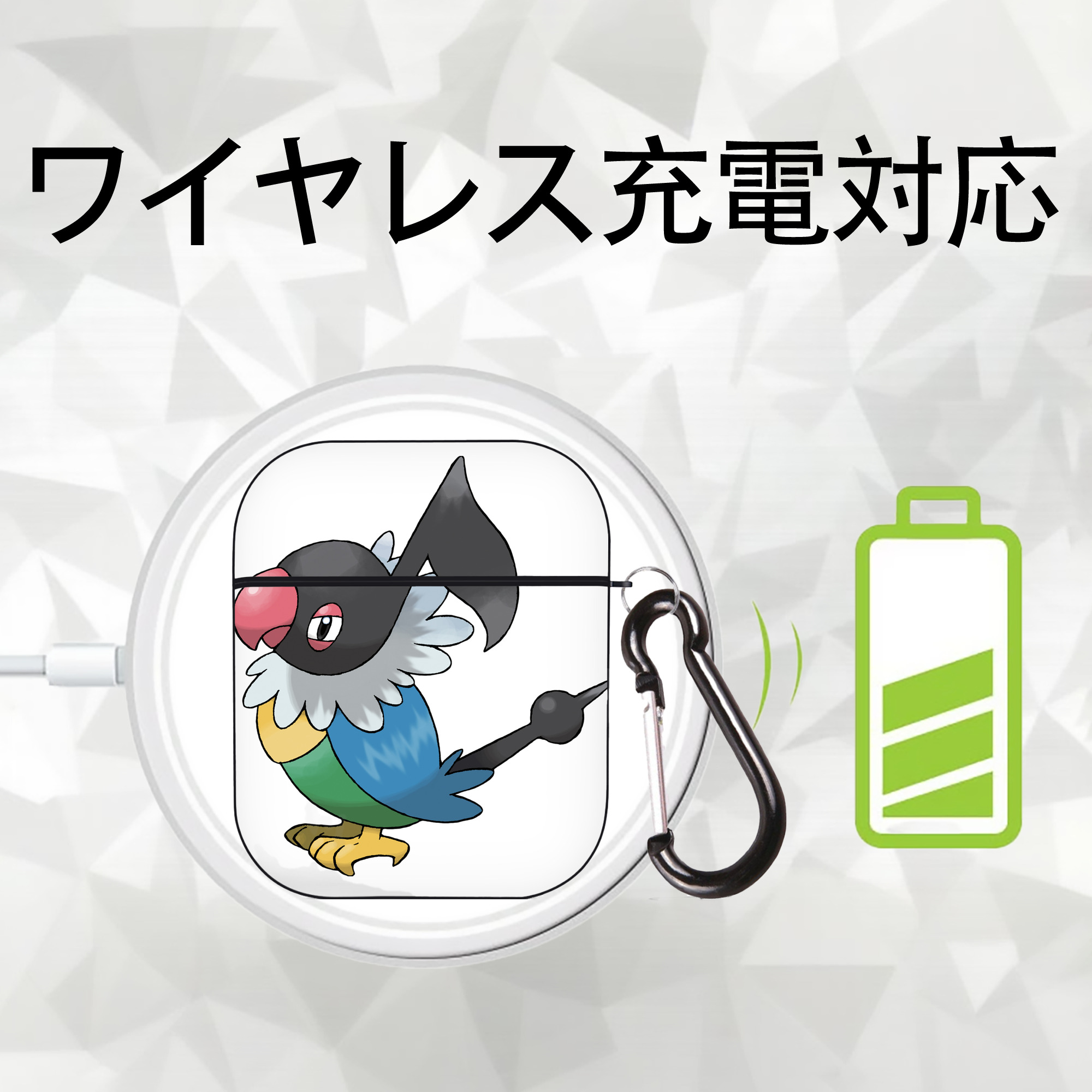 ポケットモンスター Pokémon AirPods 第2世代保護ケース ハードシェル ブラック 耐衝撃・防指紋・カラビナ付き