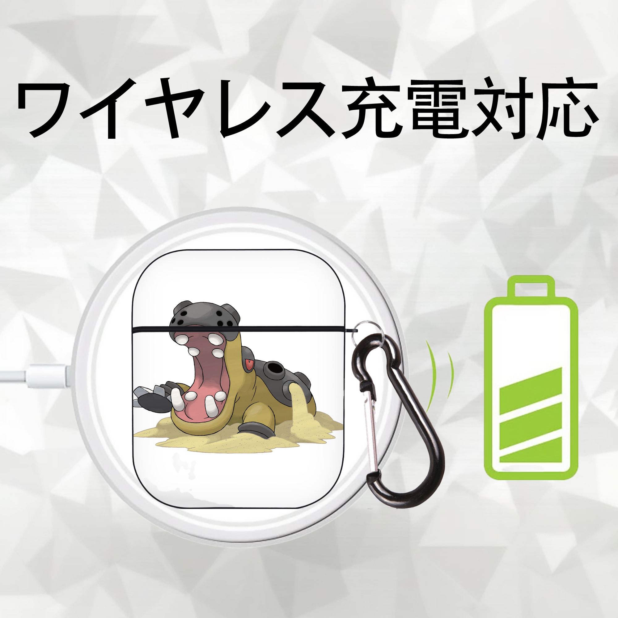 ポケットモンスター Pokémon AirPods 第2世代保護ケース ハードシェル ブラック 耐衝撃・防指紋・カラビナ付き
