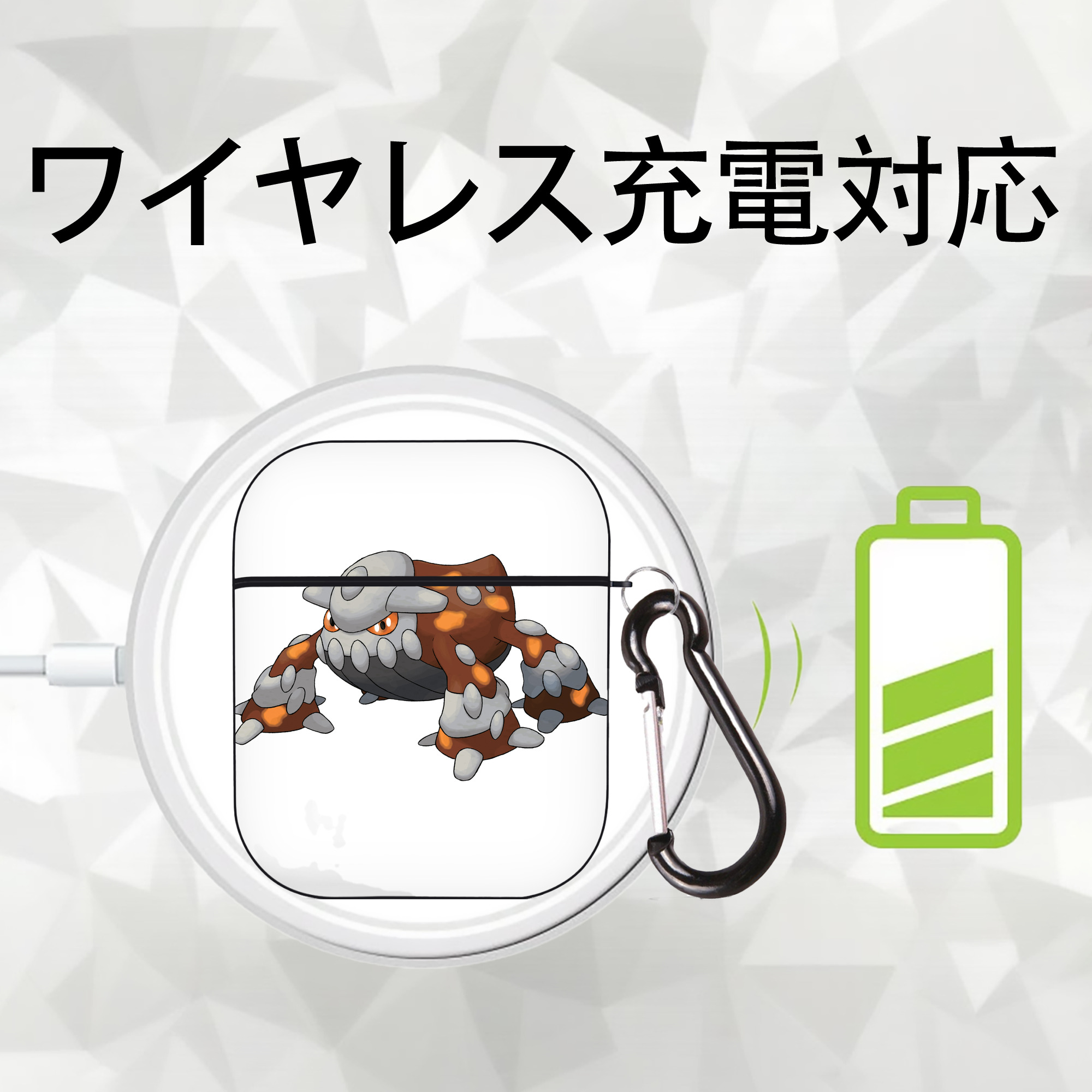 ポケットモンスター Pokémon AirPods 第2世代保護ケース ハードシェル ブラック 耐衝撃・防指紋・カラビナ付き