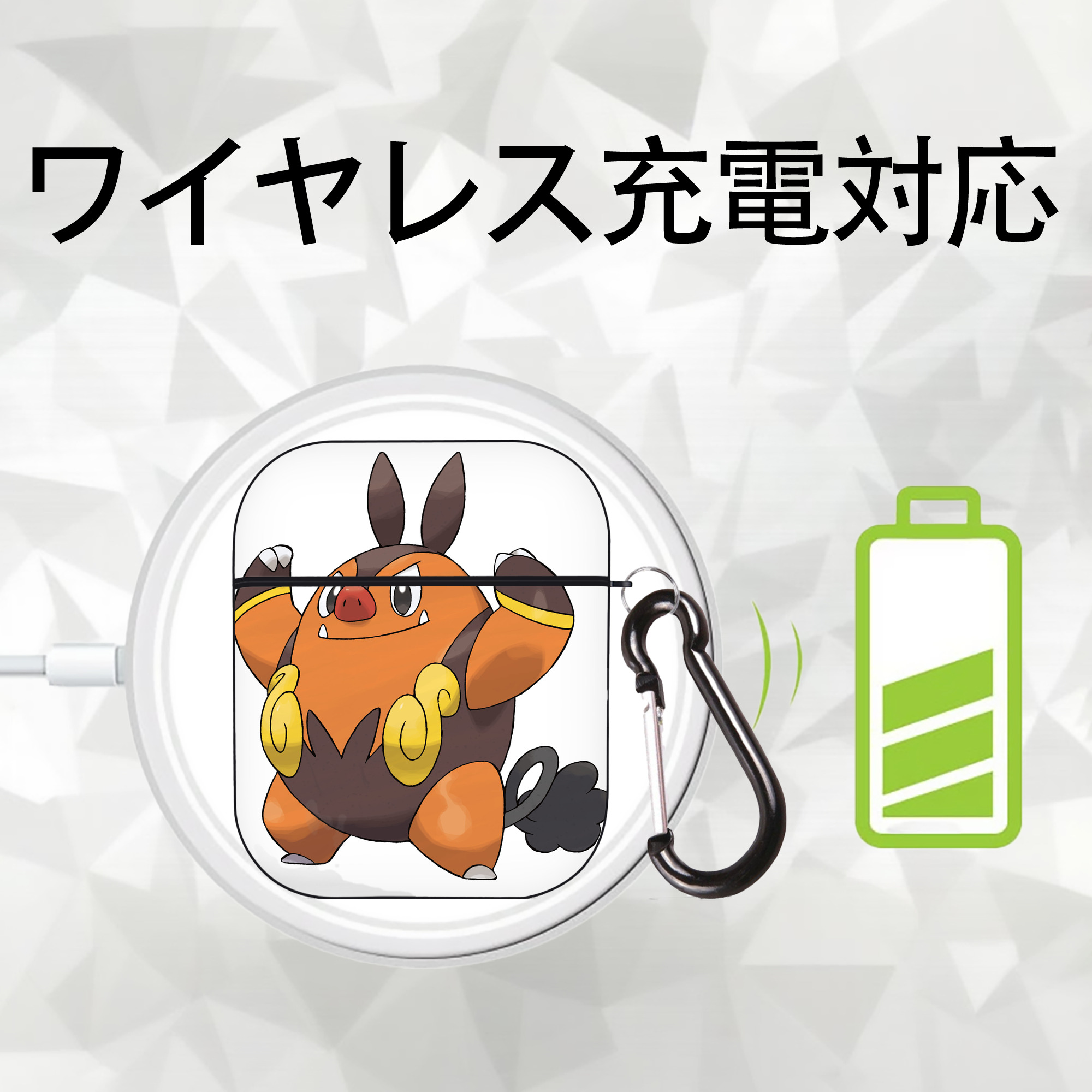 ポケットモンスター Pokémon AirPods 第2世代保護ケース ハードシェル ブラック 耐衝撃・防指紋・カラビナ付き