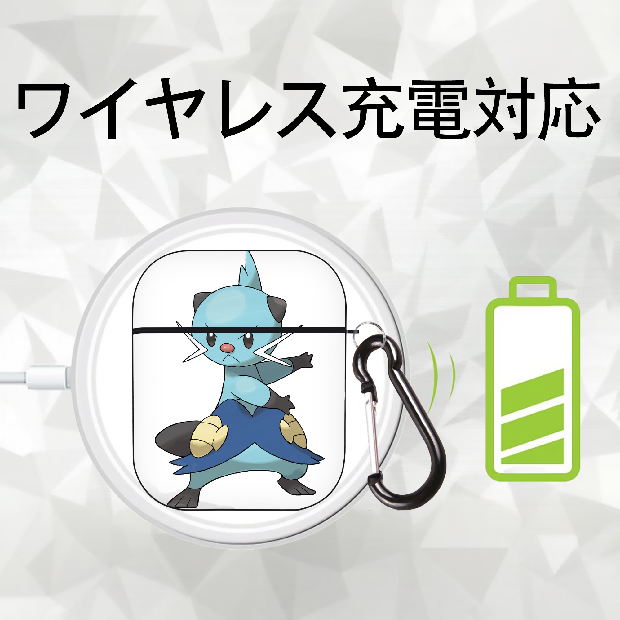ポケットモンスター Pokémon AirPods 第2世代保護ケース ハードシェル ブラック 耐衝撃・防指紋・カラビナ付き