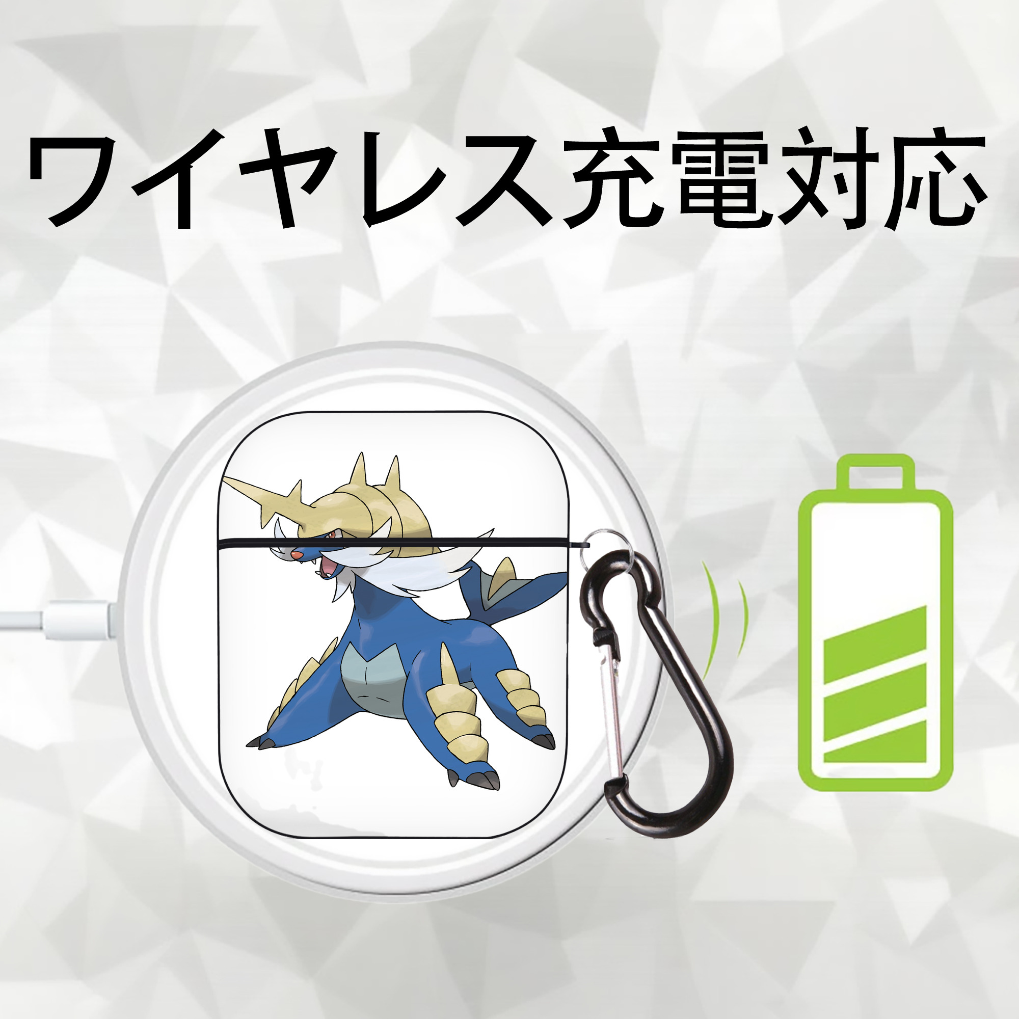 ポケットモンスター Pokémon AirPods 第2世代保護ケース ハードシェル ブラック 耐衝撃・防指紋・カラビナ付き