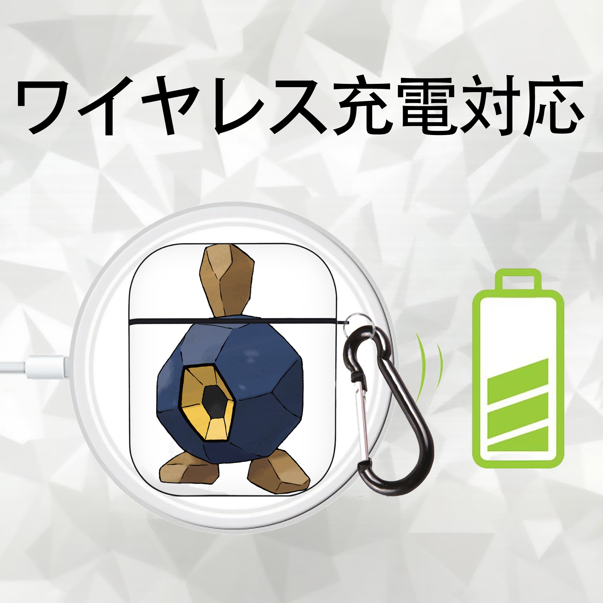 ポケットモンスター Pokémon AirPods 第2世代保護ケース ハードシェル ブラック 耐衝撃・防指紋・カラビナ付き