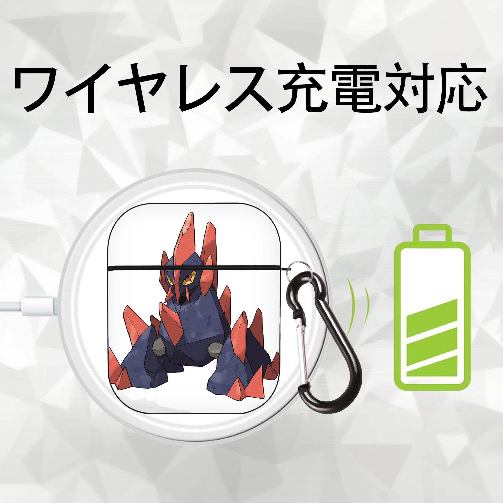 ポケットモンスター Pokémon AirPods 第2世代保護ケース ハードシェル ブラック 耐衝撃・防指紋・カラビナ付き