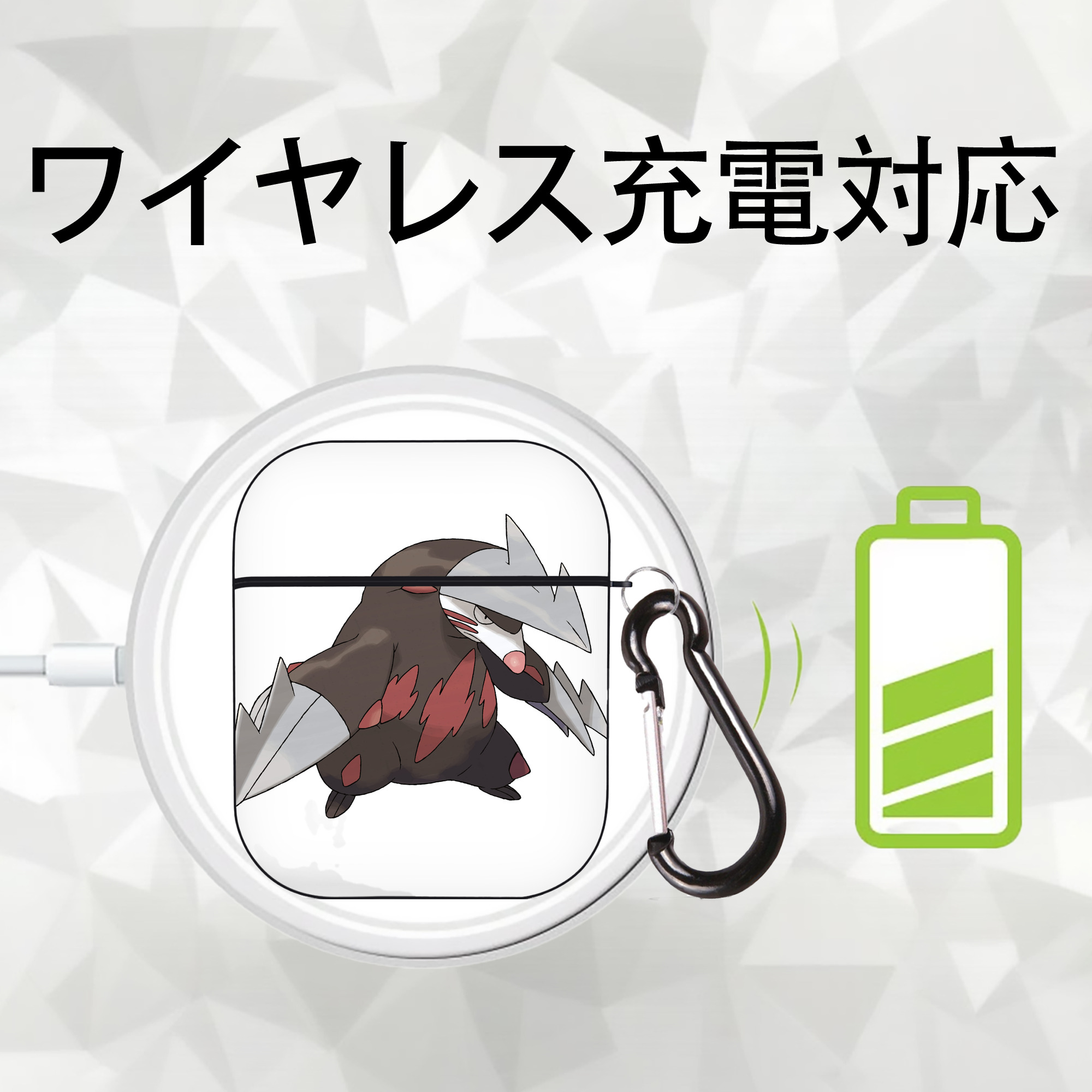 ポケットモンスター Pokémon AirPods 第2世代保護ケース ハードシェル ブラック 耐衝撃・防指紋・カラビナ付き