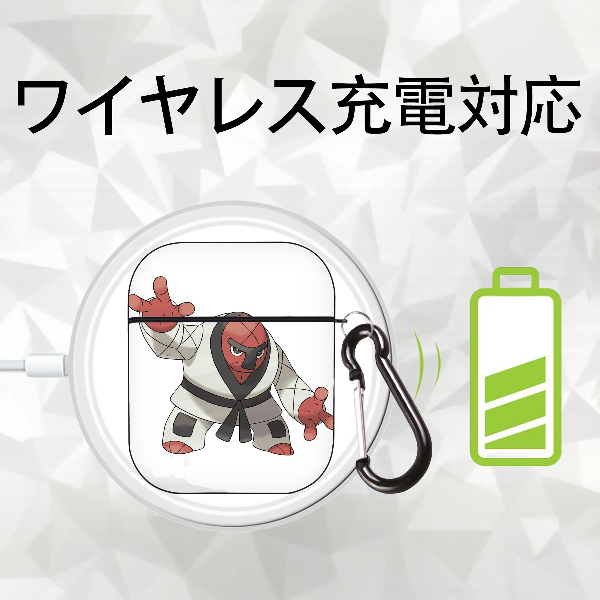 ポケットモンスター Pokémon AirPods 第2世代保護ケース ハードシェル ブラック 耐衝撃・防指紋・カラビナ付き