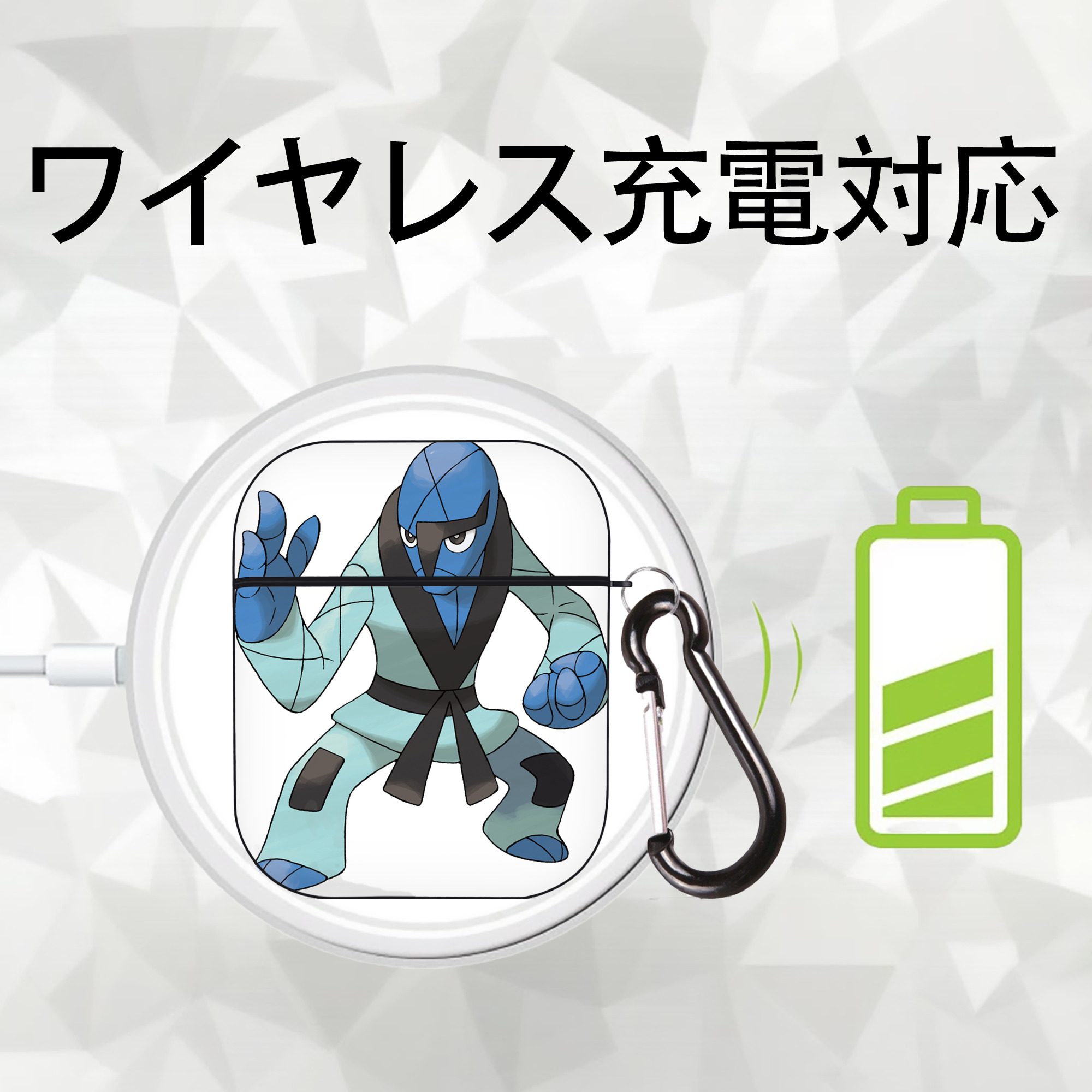 ポケットモンスター Pokémon AirPods 第2世代保護ケース ハードシェル ブラック 耐衝撃・防指紋・カラビナ付き