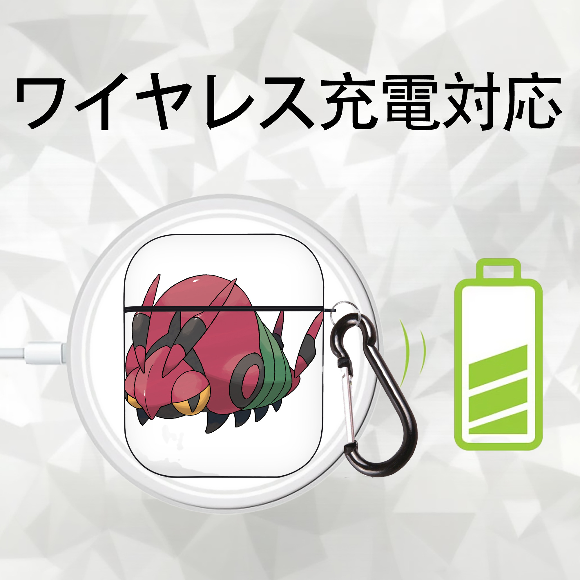 ポケットモンスター Pokémon AirPods 第2世代保護ケース ハードシェル ブラック 耐衝撃・防指紋・カラビナ付き