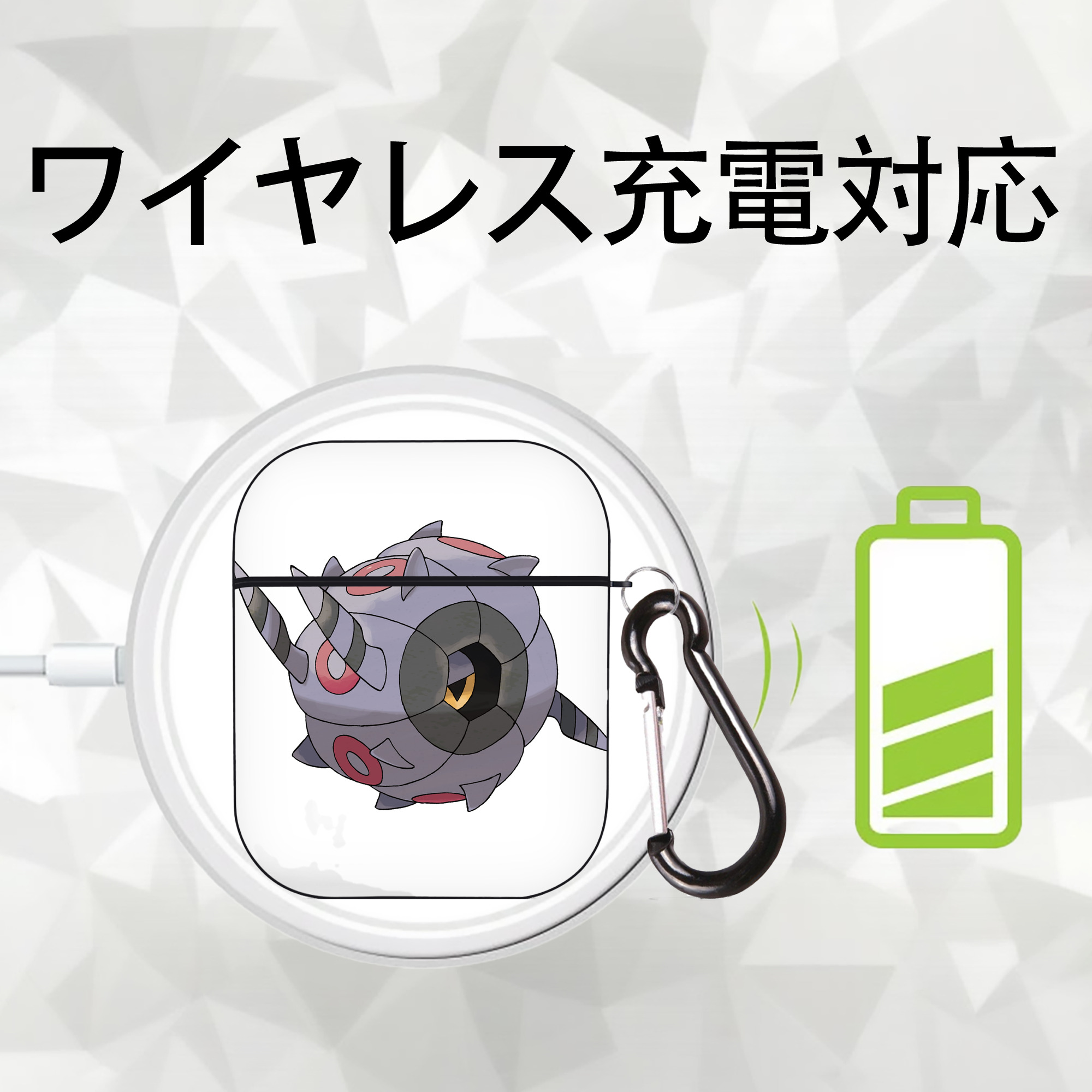 ポケットモンスター Pokémon AirPods 第2世代保護ケース ハードシェル ブラック 耐衝撃・防指紋・カラビナ付き