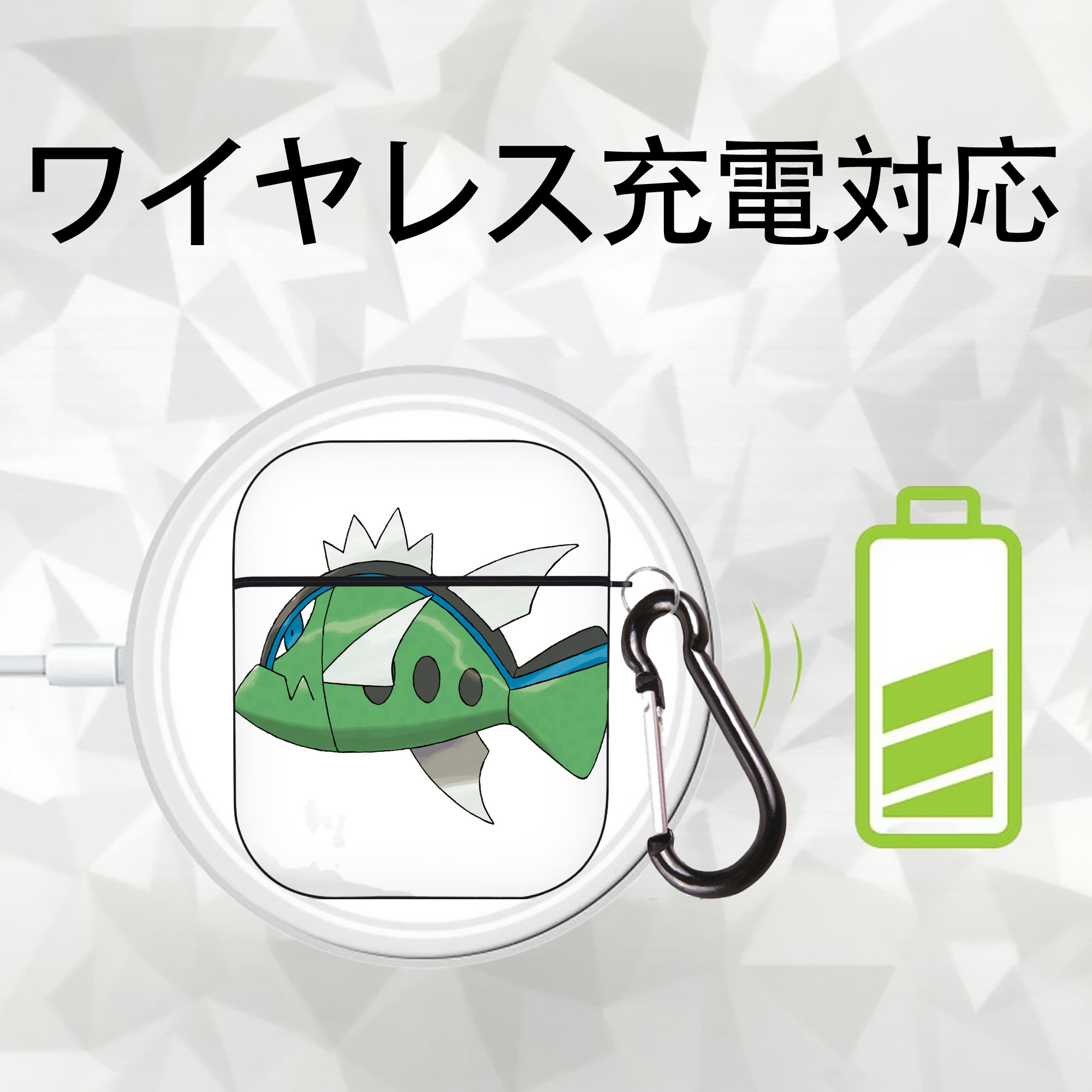 ポケットモンスター Pokémon AirPods 第2世代保護ケース ハードシェル ブラック 耐衝撃・防指紋・カラビナ付き