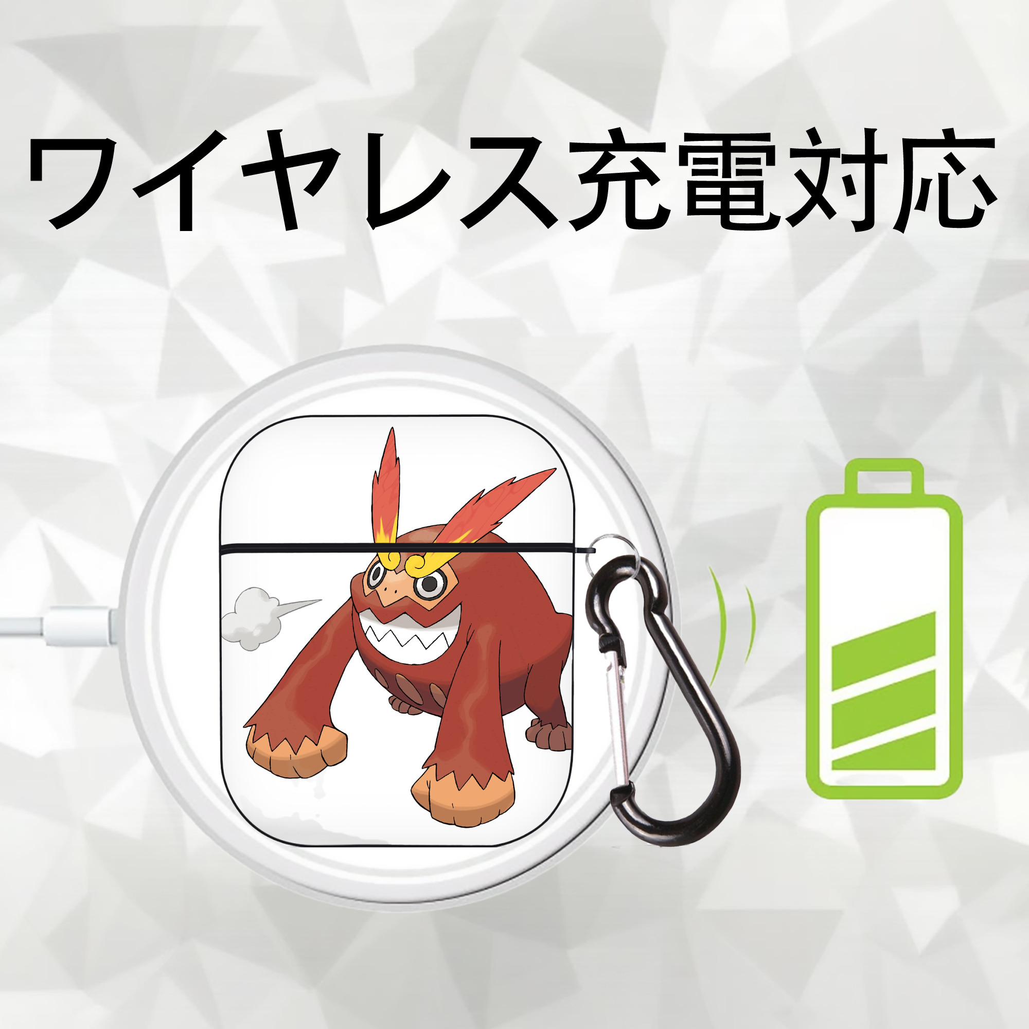 ポケットモンスター Pokémon AirPods 第2世代保護ケース ハードシェル ブラック 耐衝撃・防指紋・カラビナ付き