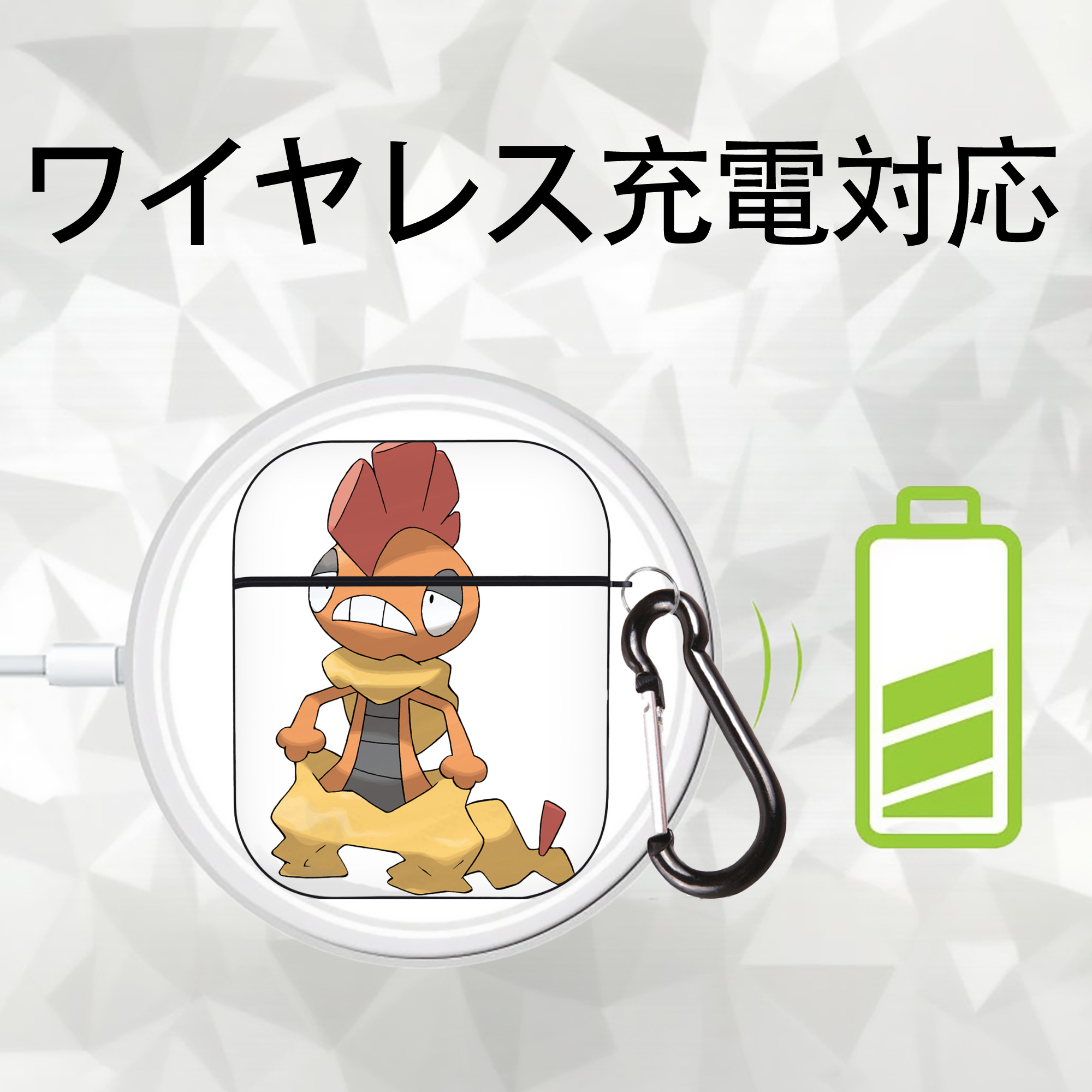 ポケットモンスター Pokémon AirPods 第2世代保護ケース ハードシェル ブラック 耐衝撃・防指紋・カラビナ付き