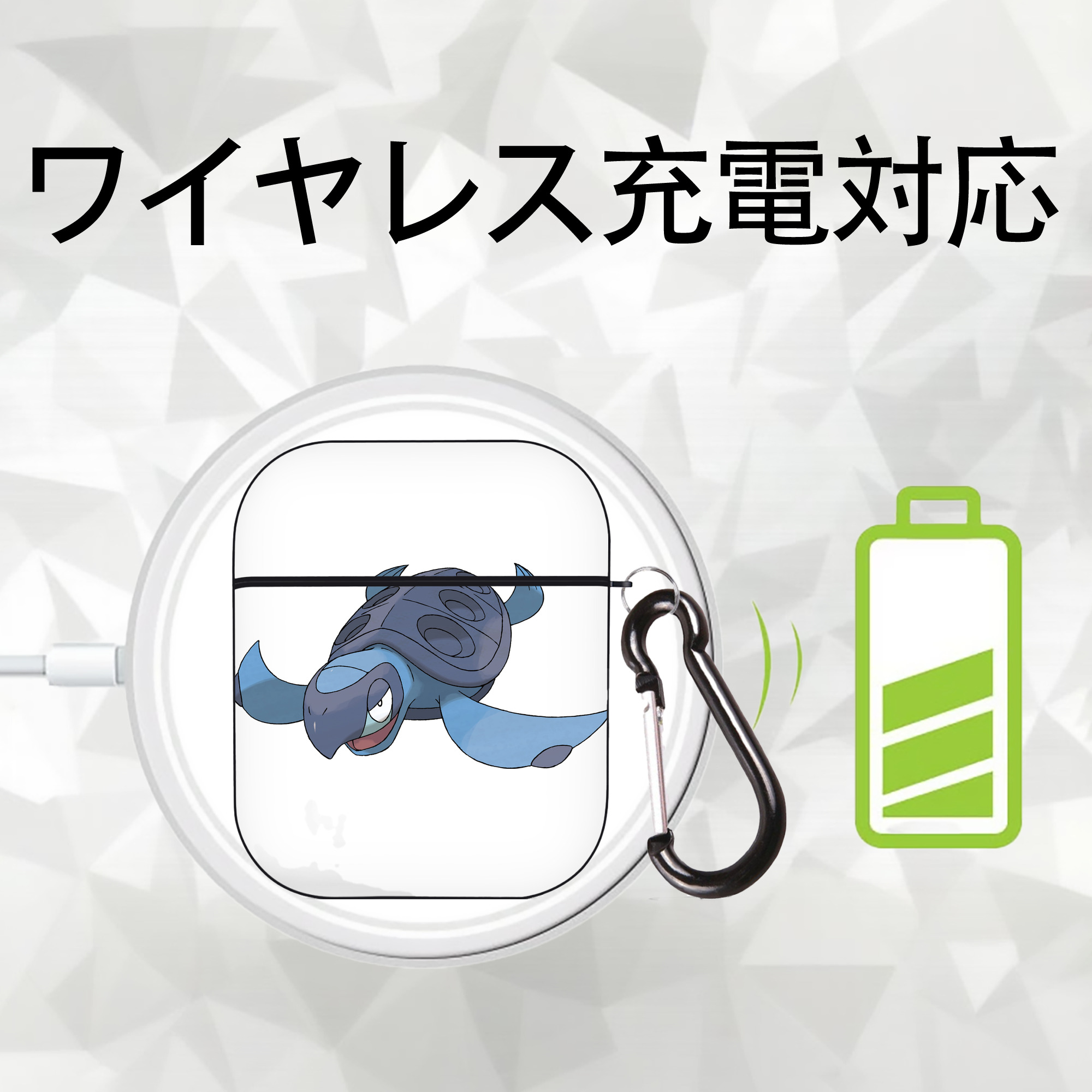 ポケットモンスター Pokémon AirPods 第2世代保護ケース ハードシェル ブラック 耐衝撃・防指紋・カラビナ付き