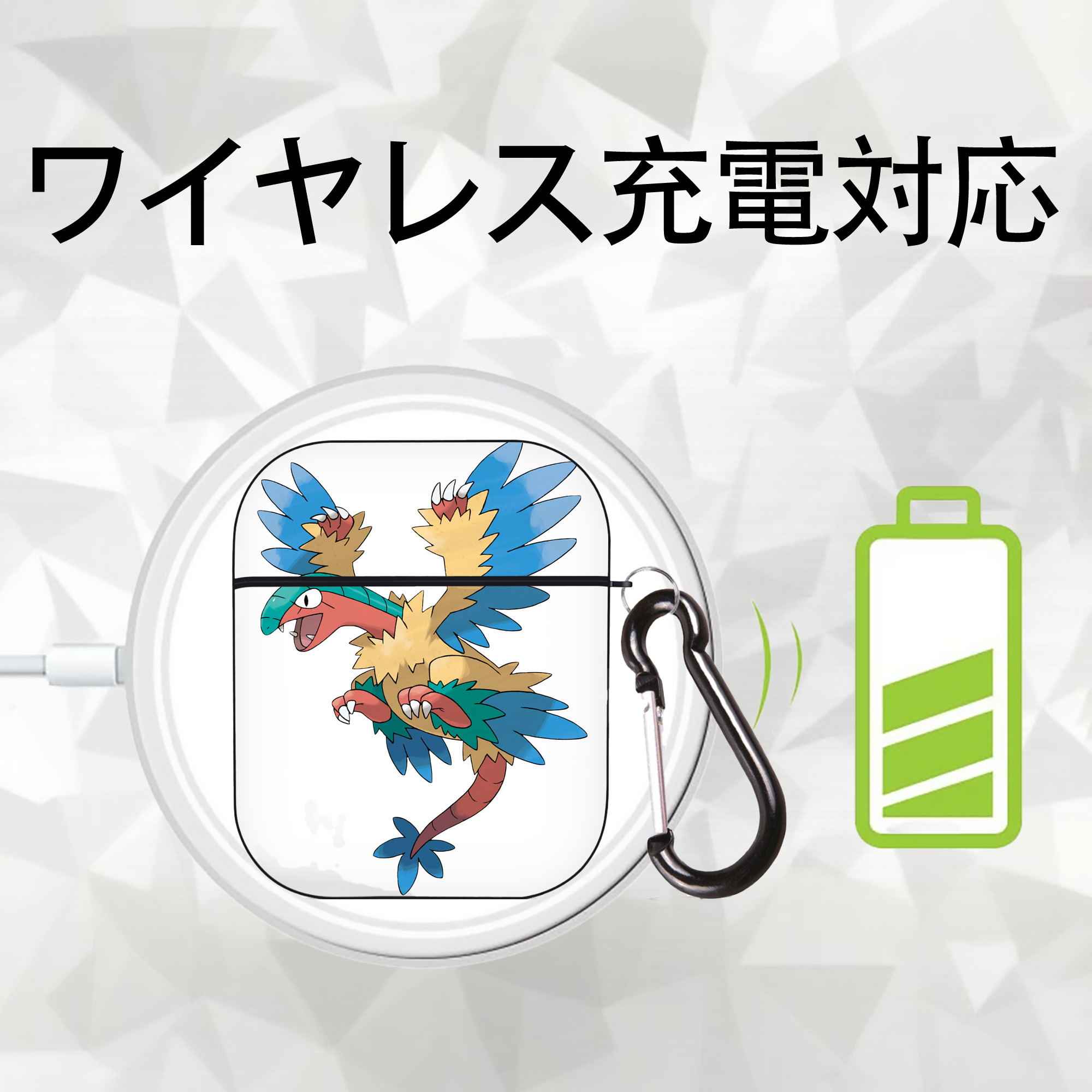 ポケットモンスター Pokémon AirPods 第2世代保護ケース ハードシェル ブラック 耐衝撃・防指紋・カラビナ付き