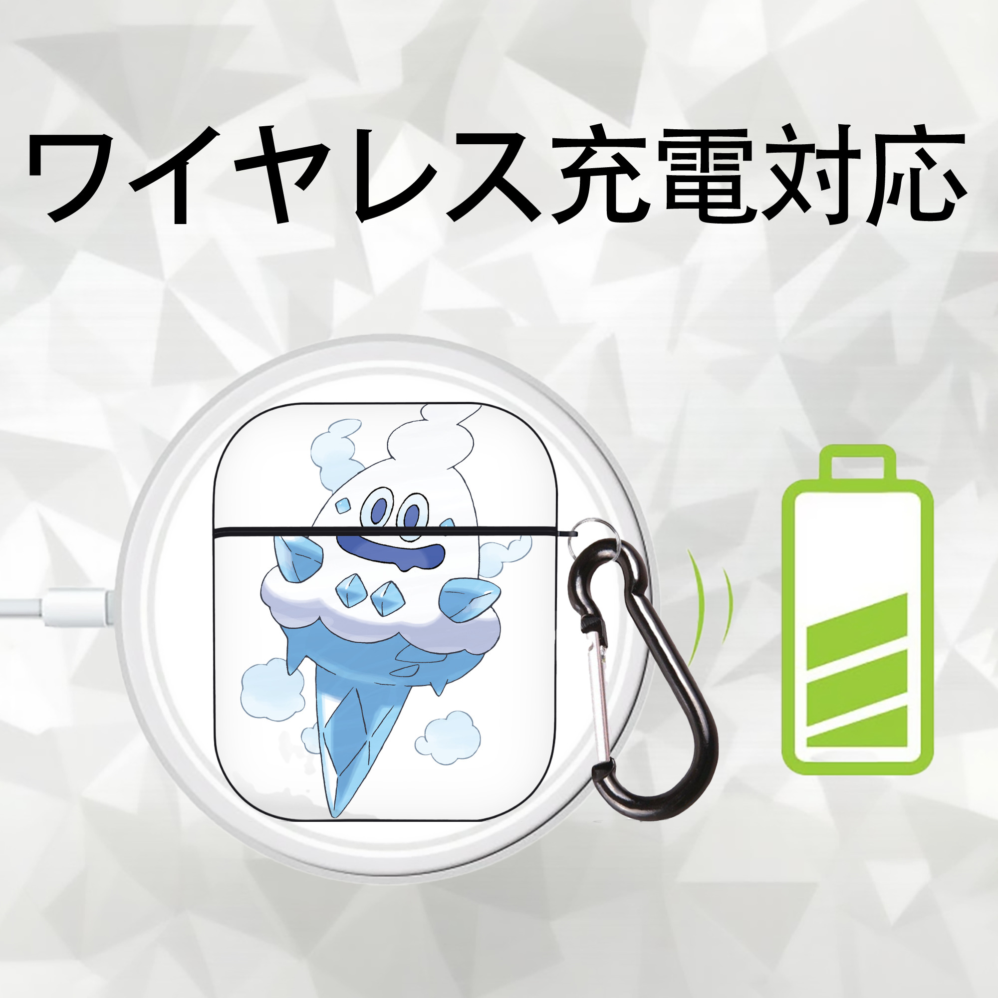 ポケットモンスター Pokémon AirPods 第2世代保護ケース ハードシェル ブラック 耐衝撃・防指紋・カラビナ付き
