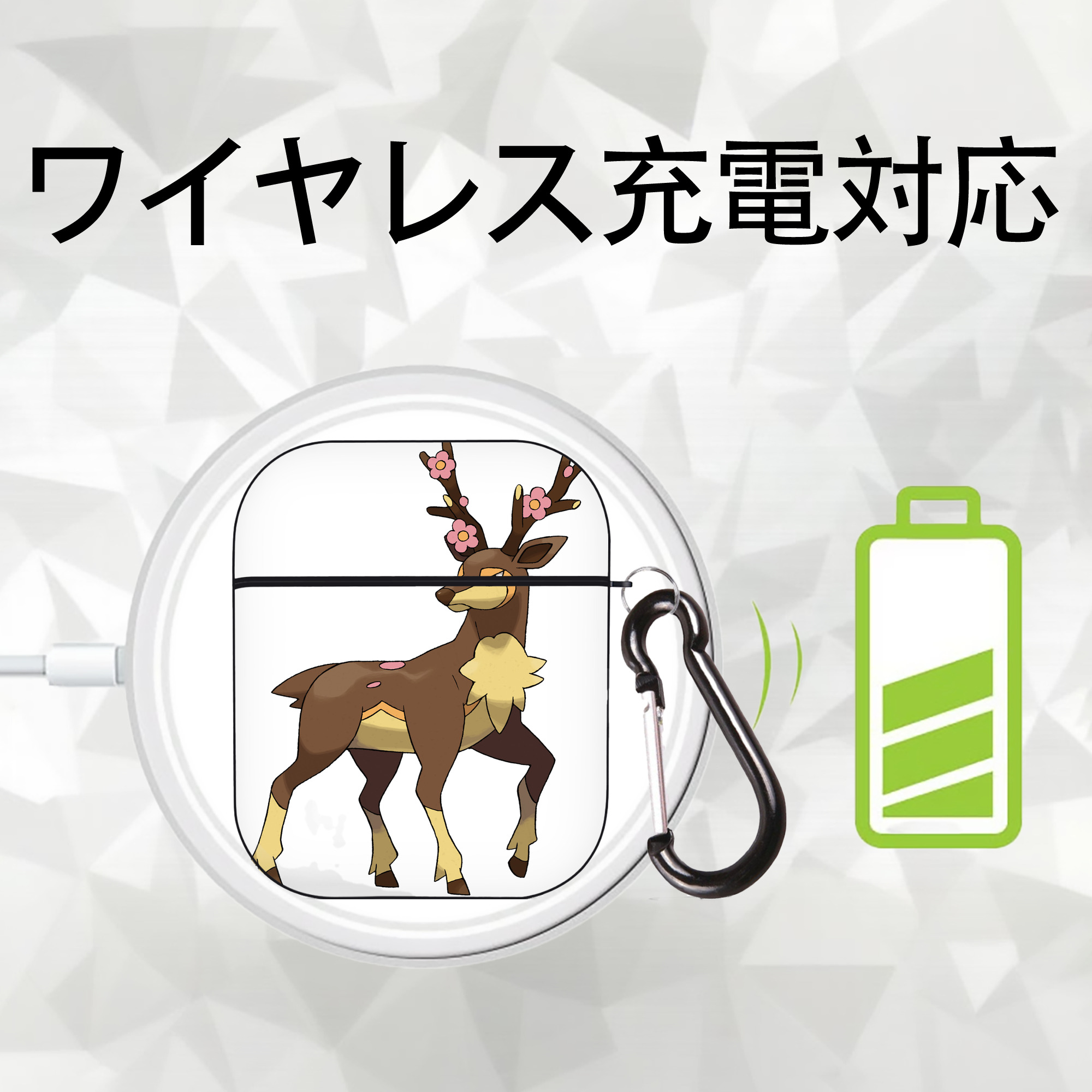 ポケットモンスター Pokémon AirPods 第2世代保護ケース ハードシェル ブラック 耐衝撃・防指紋・カラビナ付き
