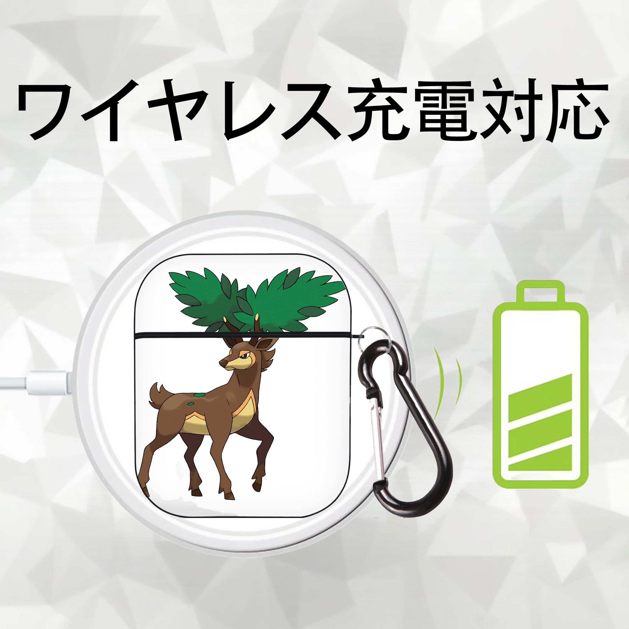 ポケットモンスター Pokémon AirPods 第2世代保護ケース ハードシェル ブラック 耐衝撃・防指紋・カラビナ付き