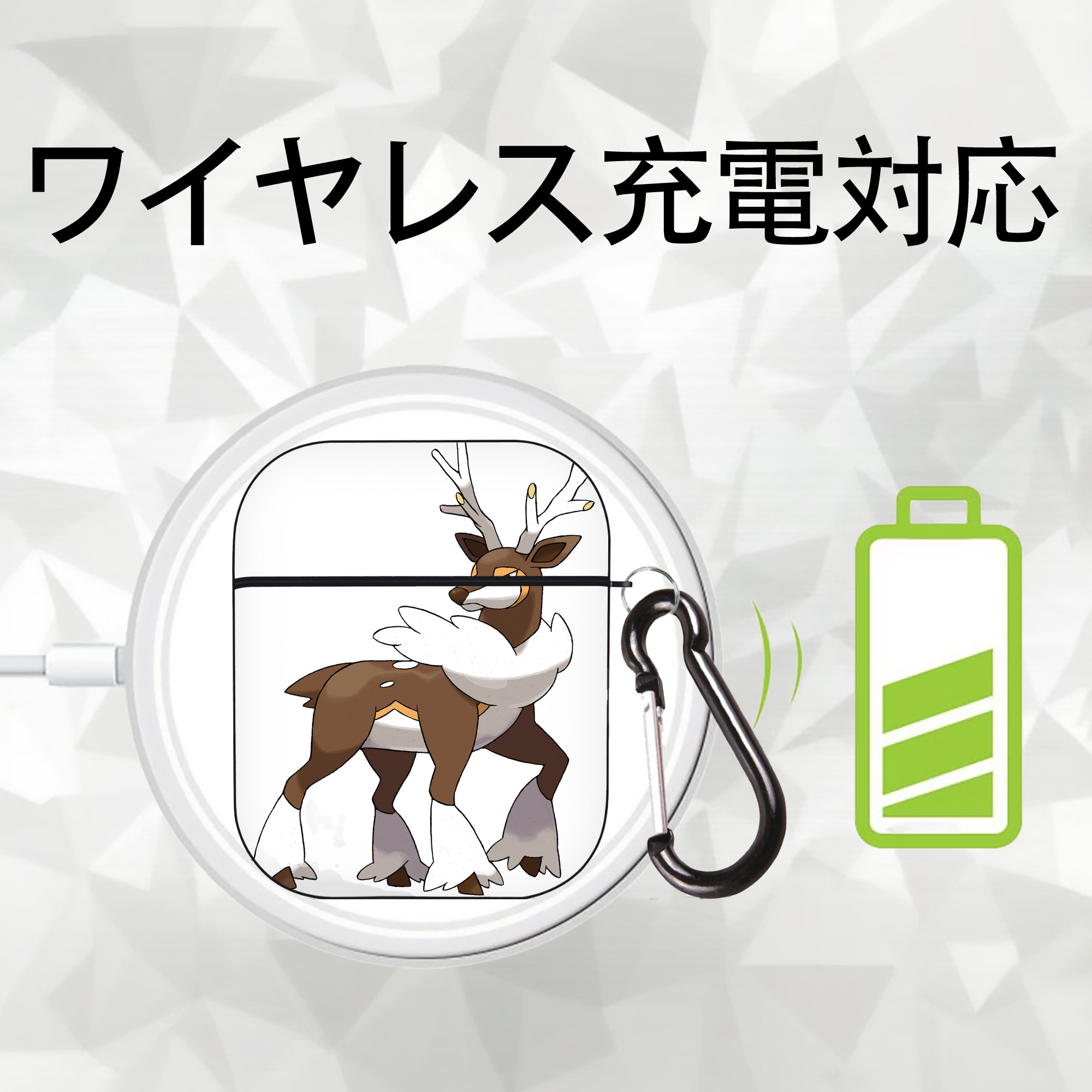 ポケットモンスター Pokémon AirPods 第2世代保護ケース ハードシェル ブラック 耐衝撃・防指紋・カラビナ付き