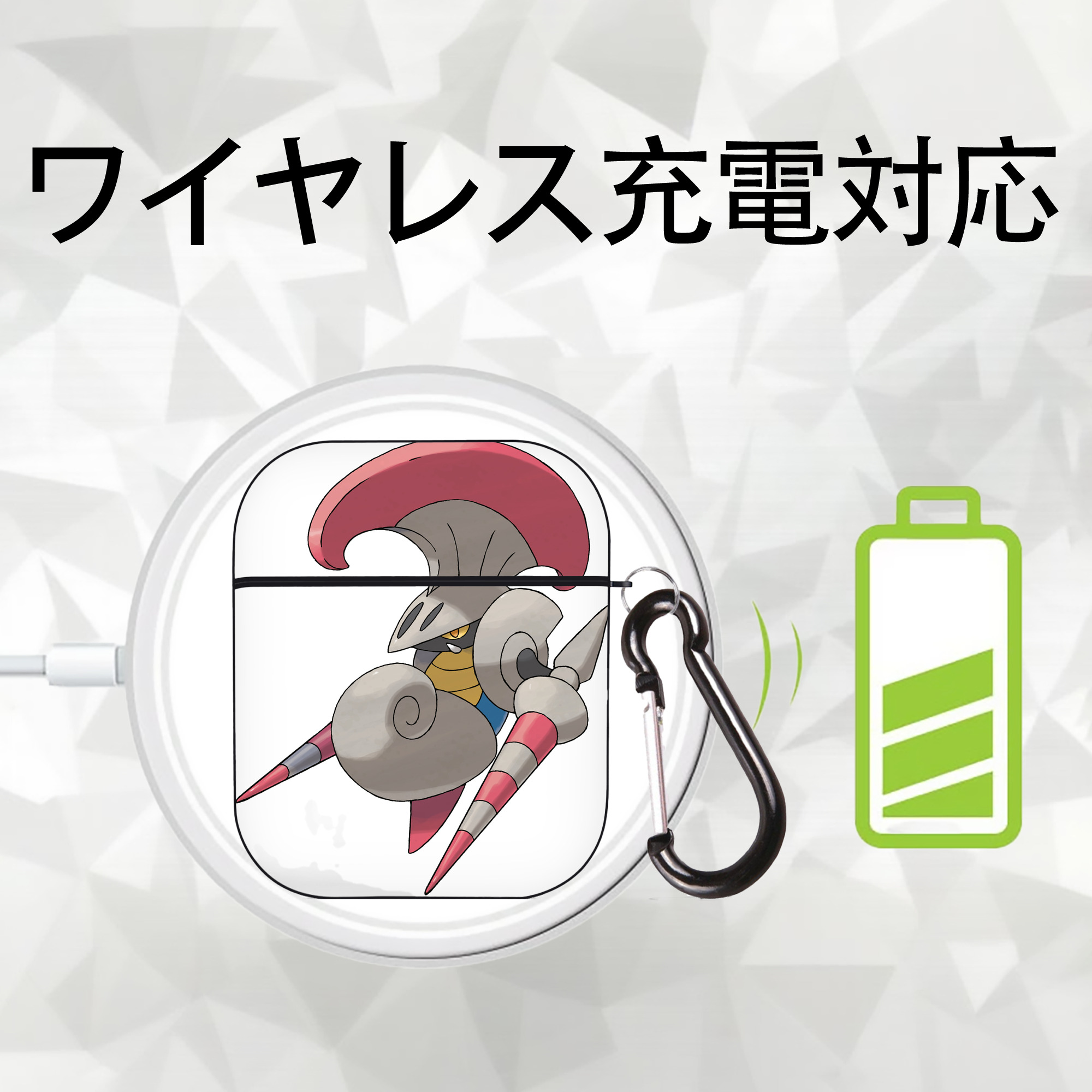 ポケットモンスター Pokémon AirPods 第2世代保護ケース ハードシェル ブラック 耐衝撃・防指紋・カラビナ付き