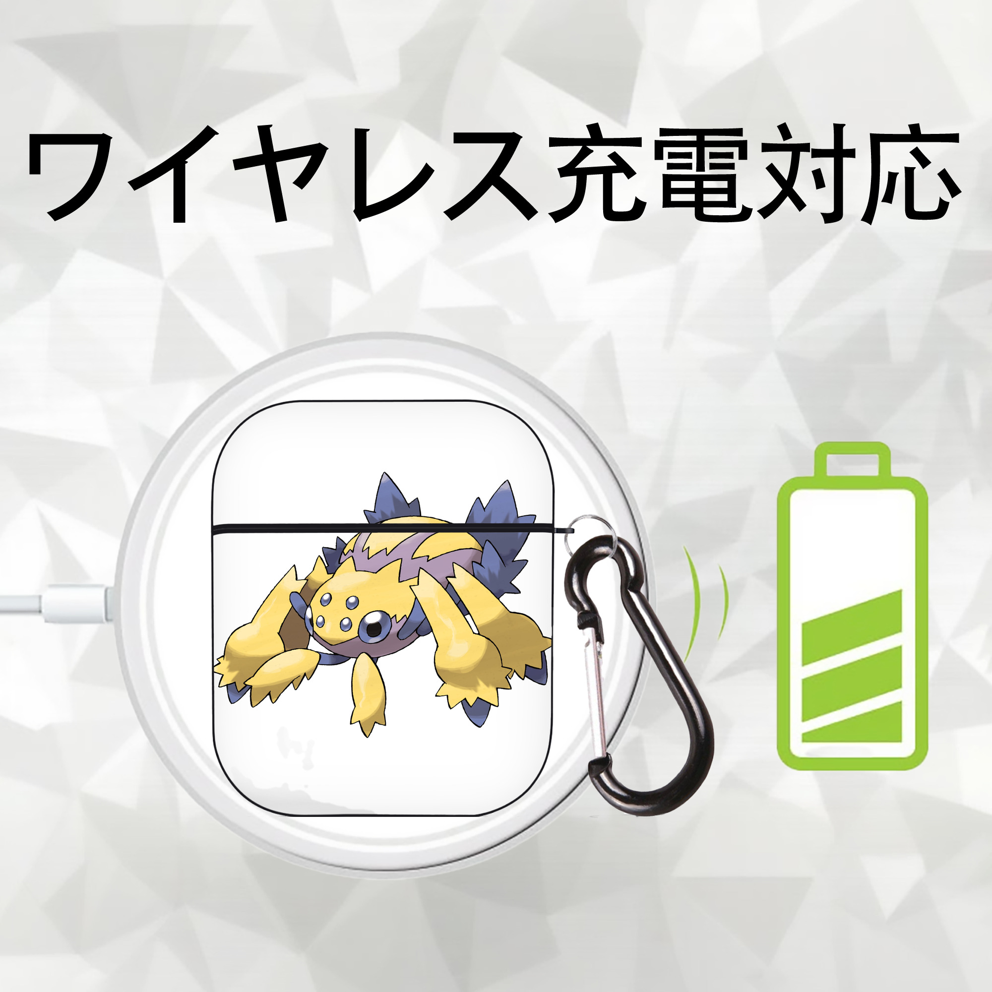 ポケットモンスター Pokémon AirPods 第2世代保護ケース ハードシェル ブラック 耐衝撃・防指紋・カラビナ付き