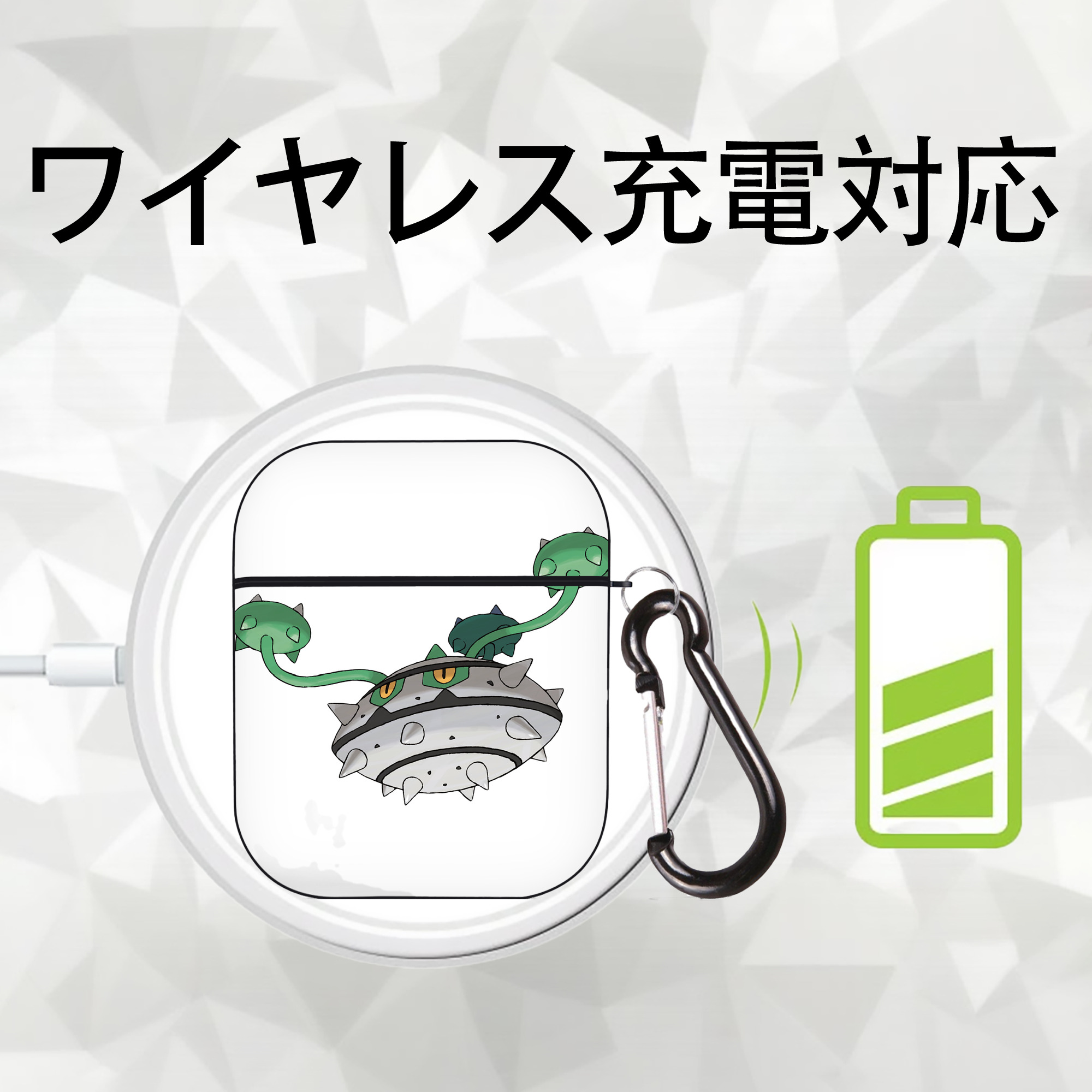 ポケットモンスター Pokémon AirPods 第2世代保護ケース ハードシェル ブラック 耐衝撃・防指紋・カラビナ付き