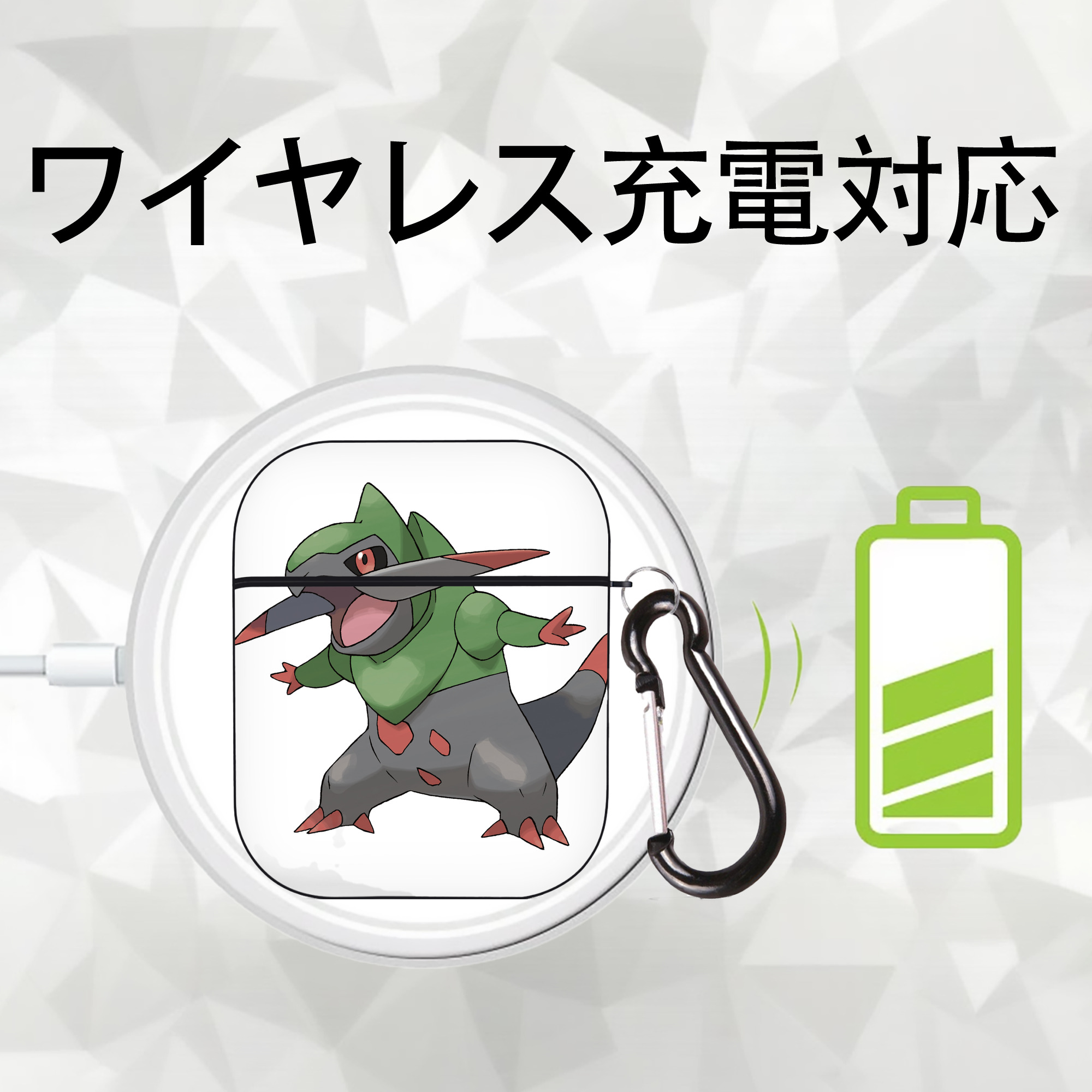 ポケットモンスター Pokémon AirPods 第2世代保護ケース ハードシェル ブラック 耐衝撃・防指紋・カラビナ付き