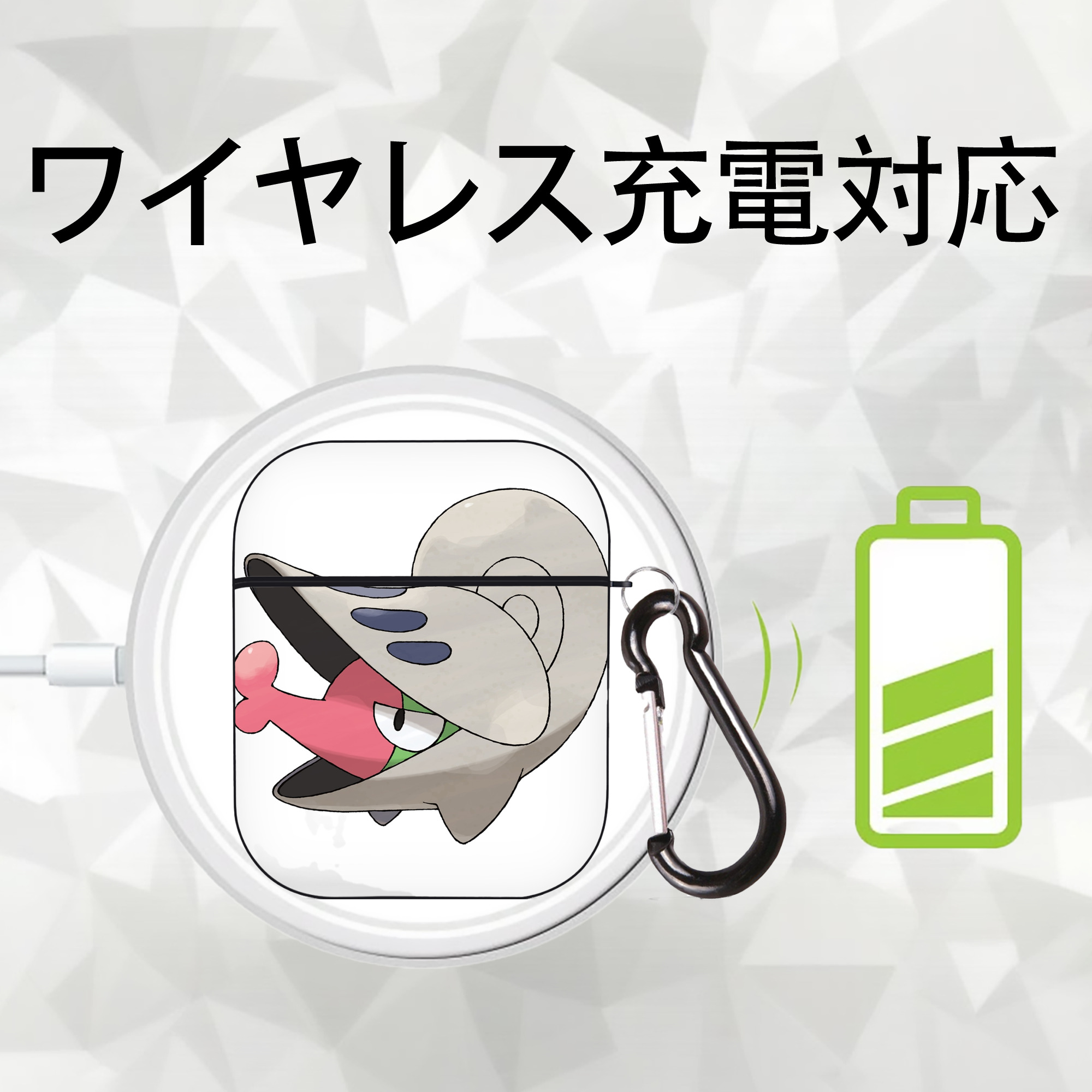 ポケットモンスター Pokémon AirPods 第2世代保護ケース ハードシェル ブラック 耐衝撃・防指紋・カラビナ付き