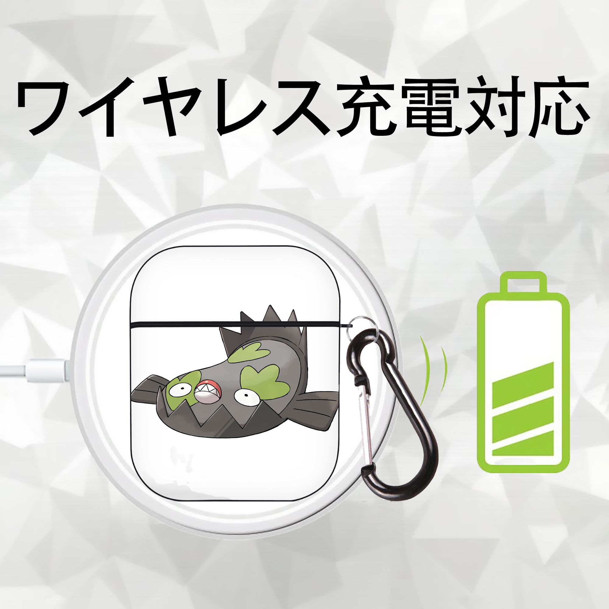 ポケットモンスター Pokémon AirPods 第2世代保護ケース ハードシェル ブラック 耐衝撃・防指紋・カラビナ付き