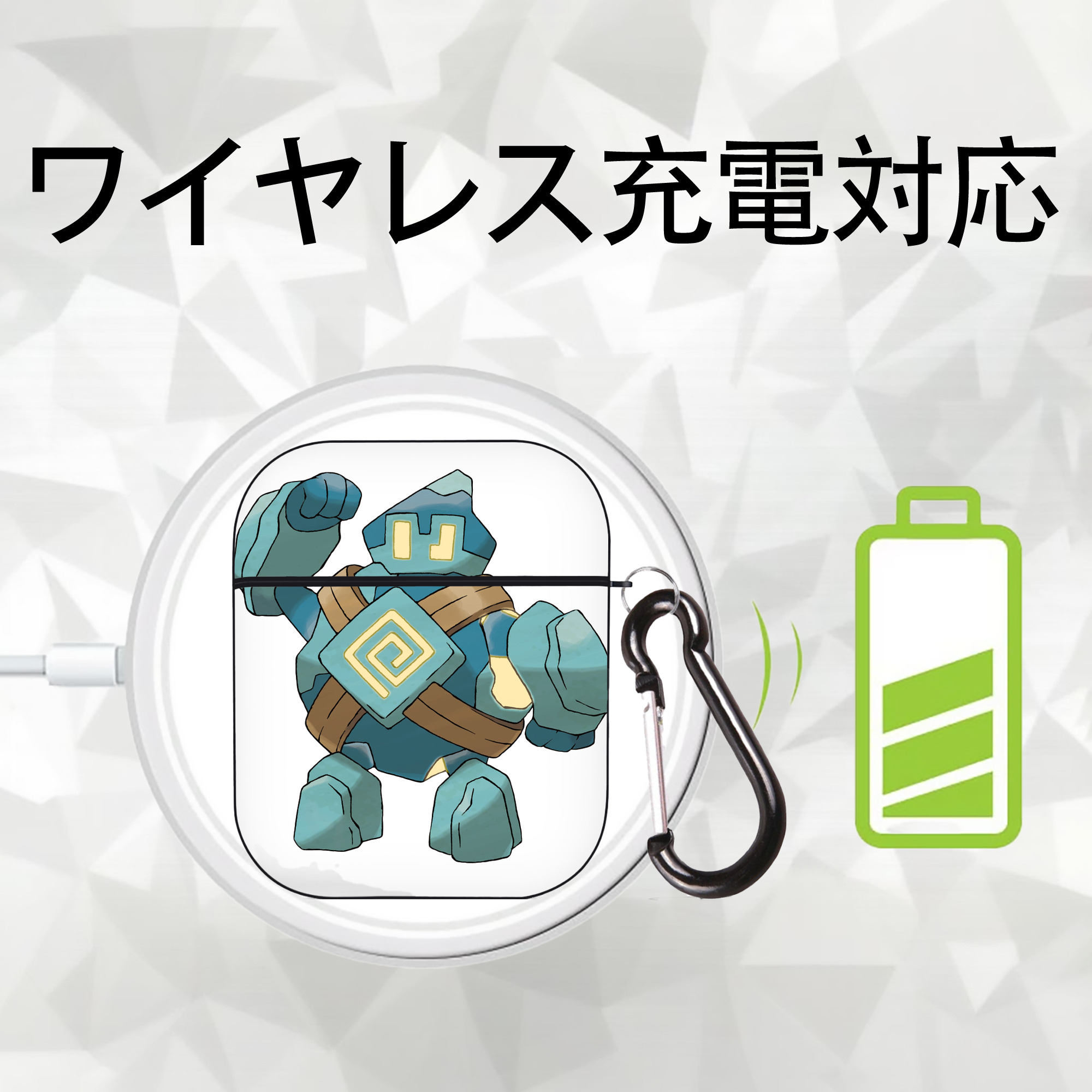 ポケットモンスター Pokémon AirPods 第2世代保護ケース ハードシェル ブラック 耐衝撃・防指紋・カラビナ付き