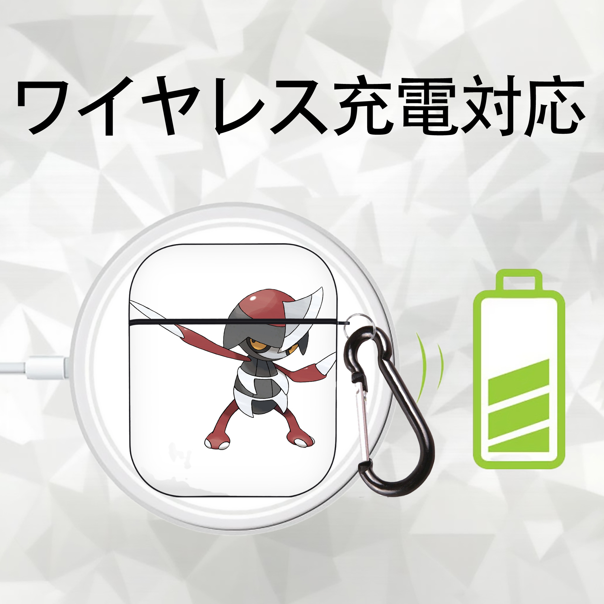 ポケットモンスター Pokémon AirPods 第2世代保護ケース ハードシェル ブラック 耐衝撃・防指紋・カラビナ付き