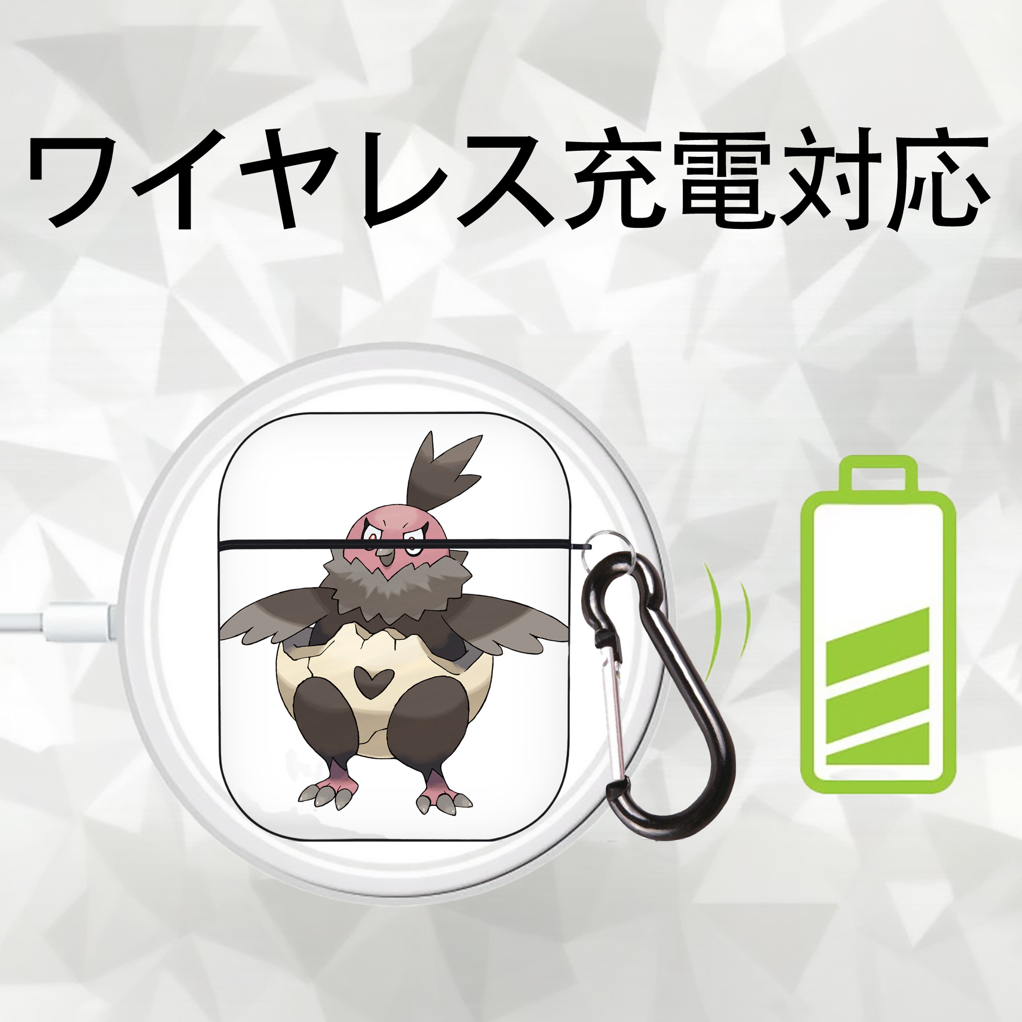 ポケットモンスター Pokémon AirPods 第2世代保護ケース ハードシェル ブラック 耐衝撃・防指紋・カラビナ付き