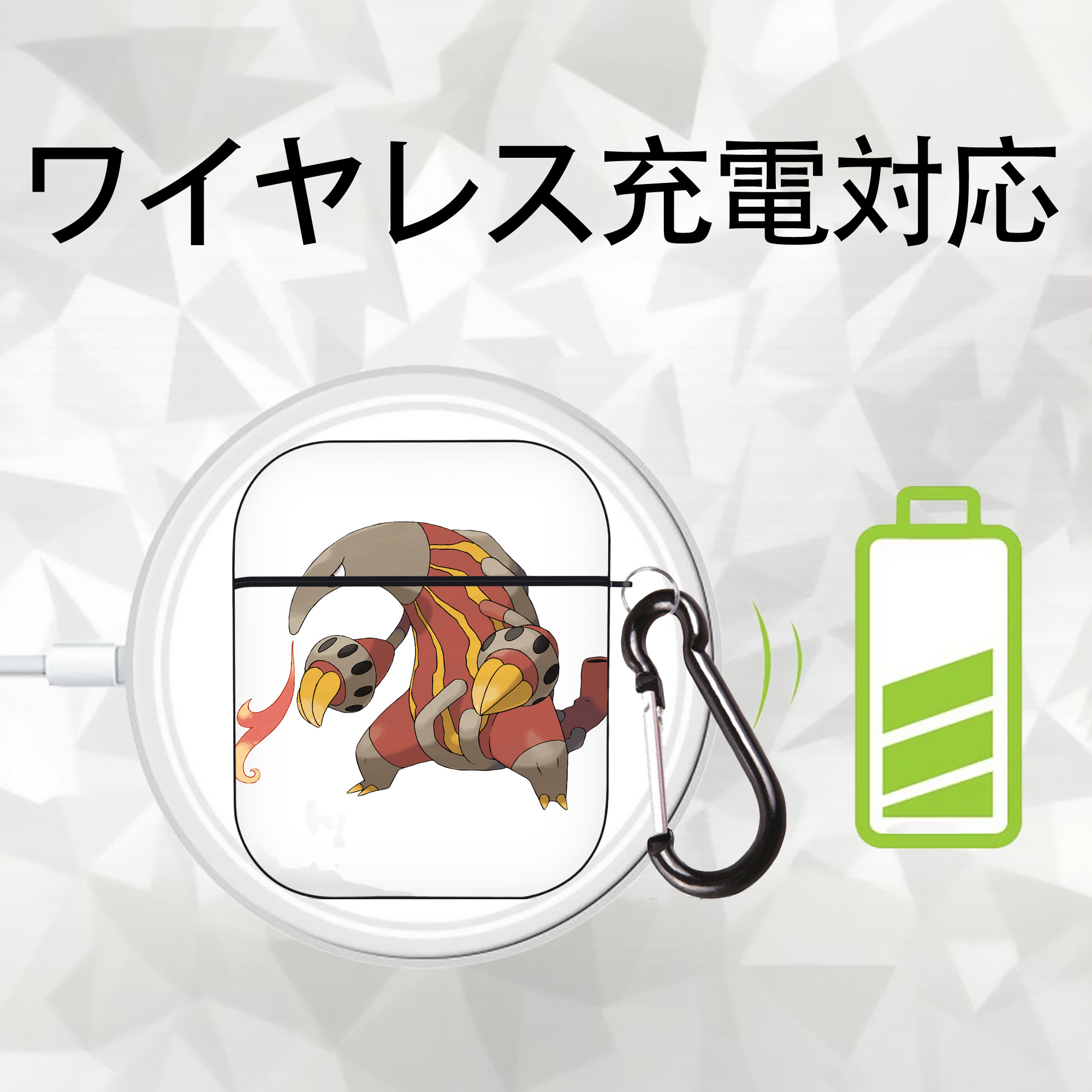 ポケットモンスター Pokémon AirPods 第2世代保護ケース ハードシェル ブラック 耐衝撃・防指紋・カラビナ付き