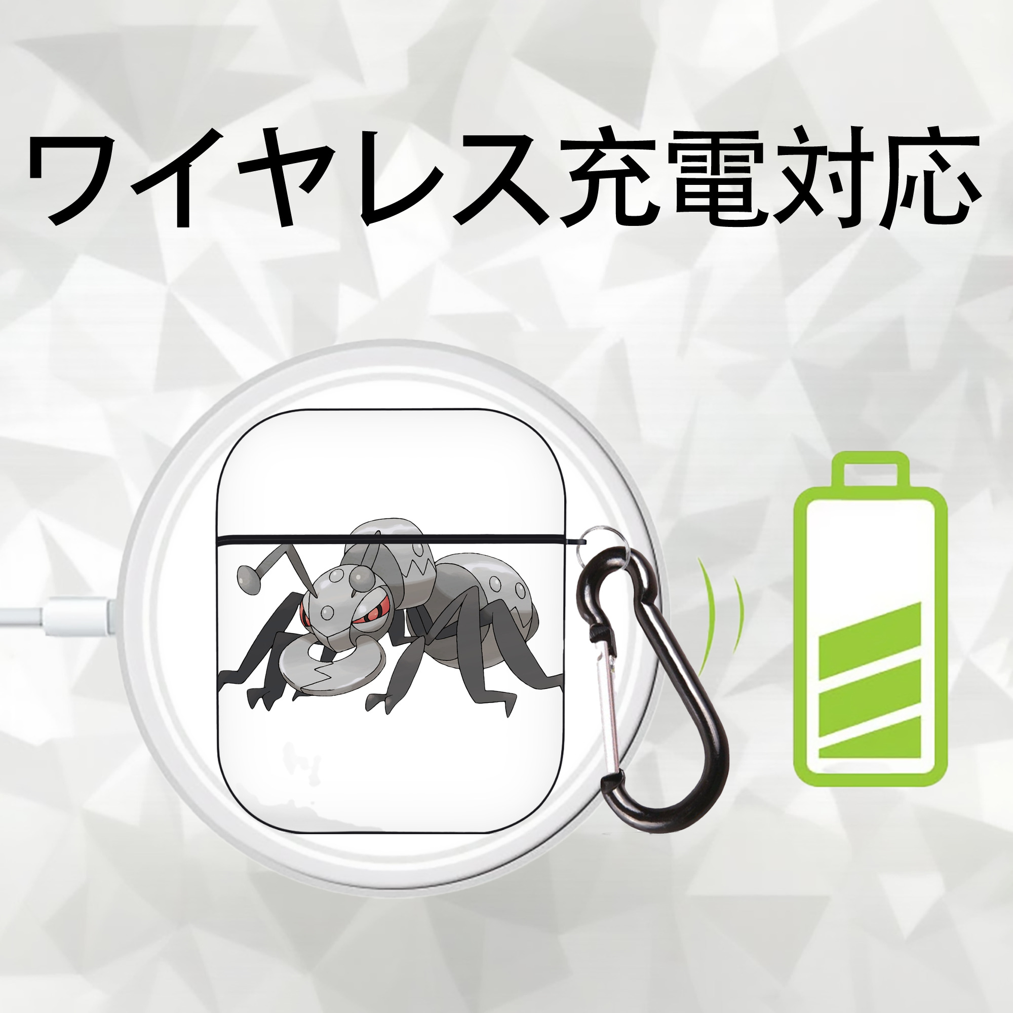 ポケットモンスター Pokémon AirPods 第2世代保護ケース ハードシェル ブラック 耐衝撃・防指紋・カラビナ付き
