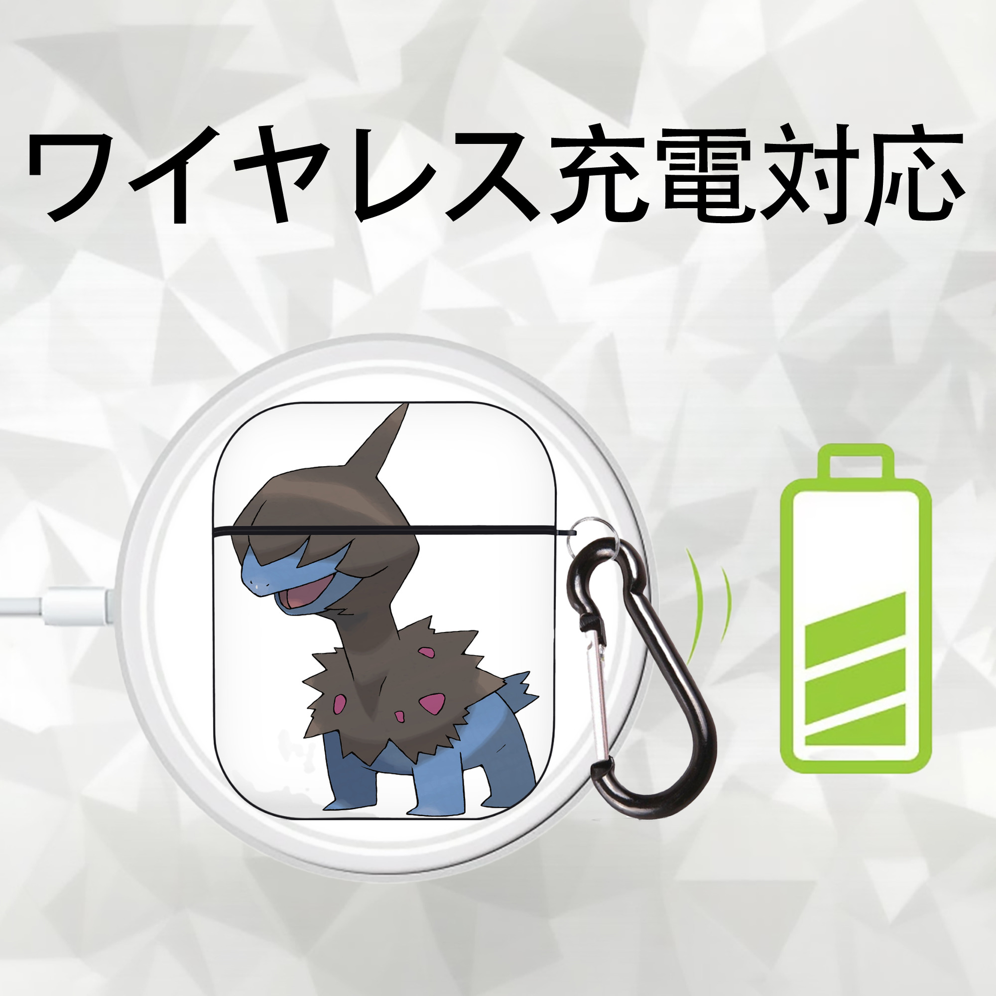 ポケットモンスター Pokémon AirPods 第2世代保護ケース ハードシェル ブラック 耐衝撃・防指紋・カラビナ付き