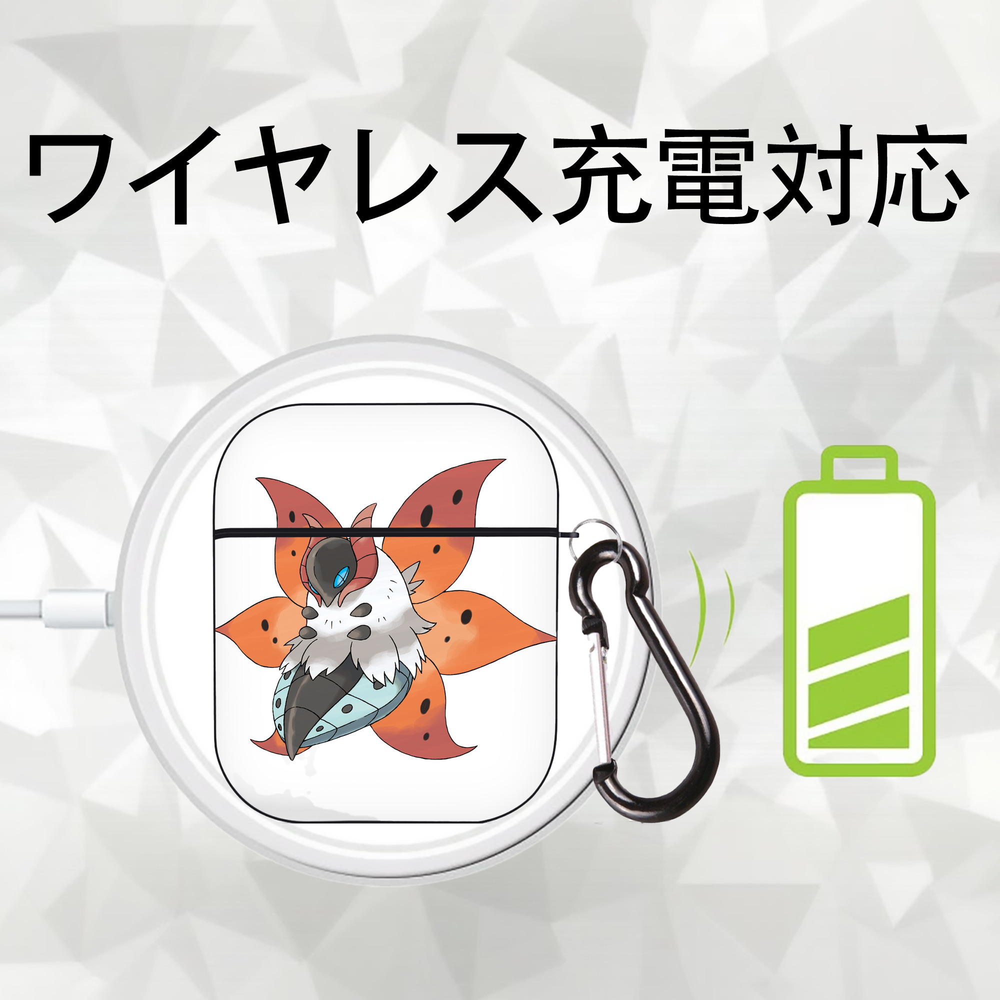 ポケットモンスター Pokémon AirPods 第2世代保護ケース ハードシェル ブラック 耐衝撃・防指紋・カラビナ付き