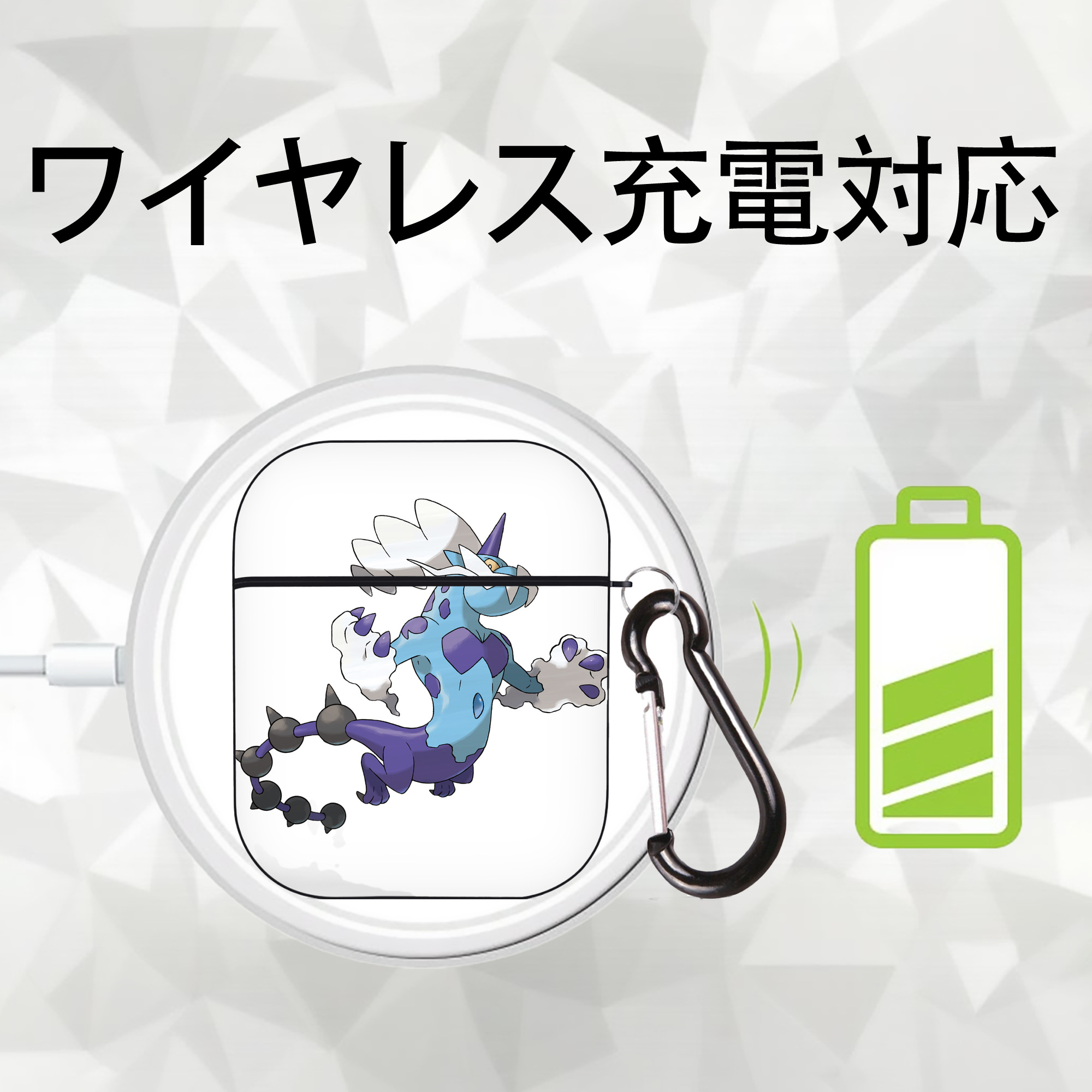ポケットモンスター Pokémon AirPods 第2世代保護ケース ハードシェル ブラック 耐衝撃・防指紋・カラビナ付き